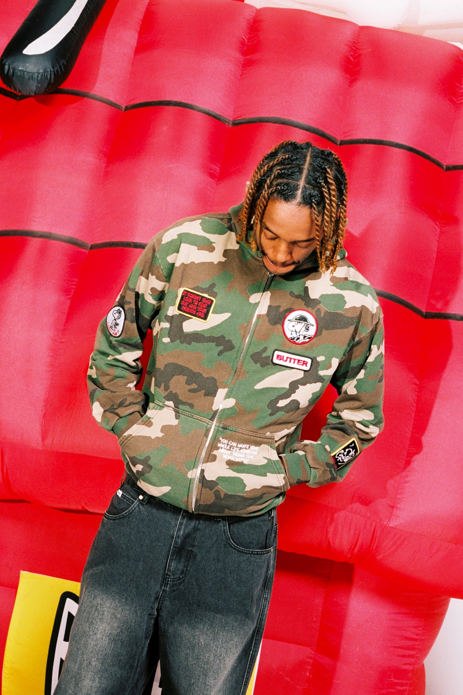 Patches Zip-Thru Hood, Washed Camo