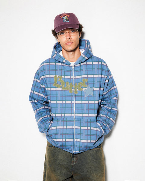 【BUTTER GOODS】 Edge Applique Zip-Thru Hood, Plaid Butter Goods - Edge Applique Zip-Thru Hood | HBX - Globally