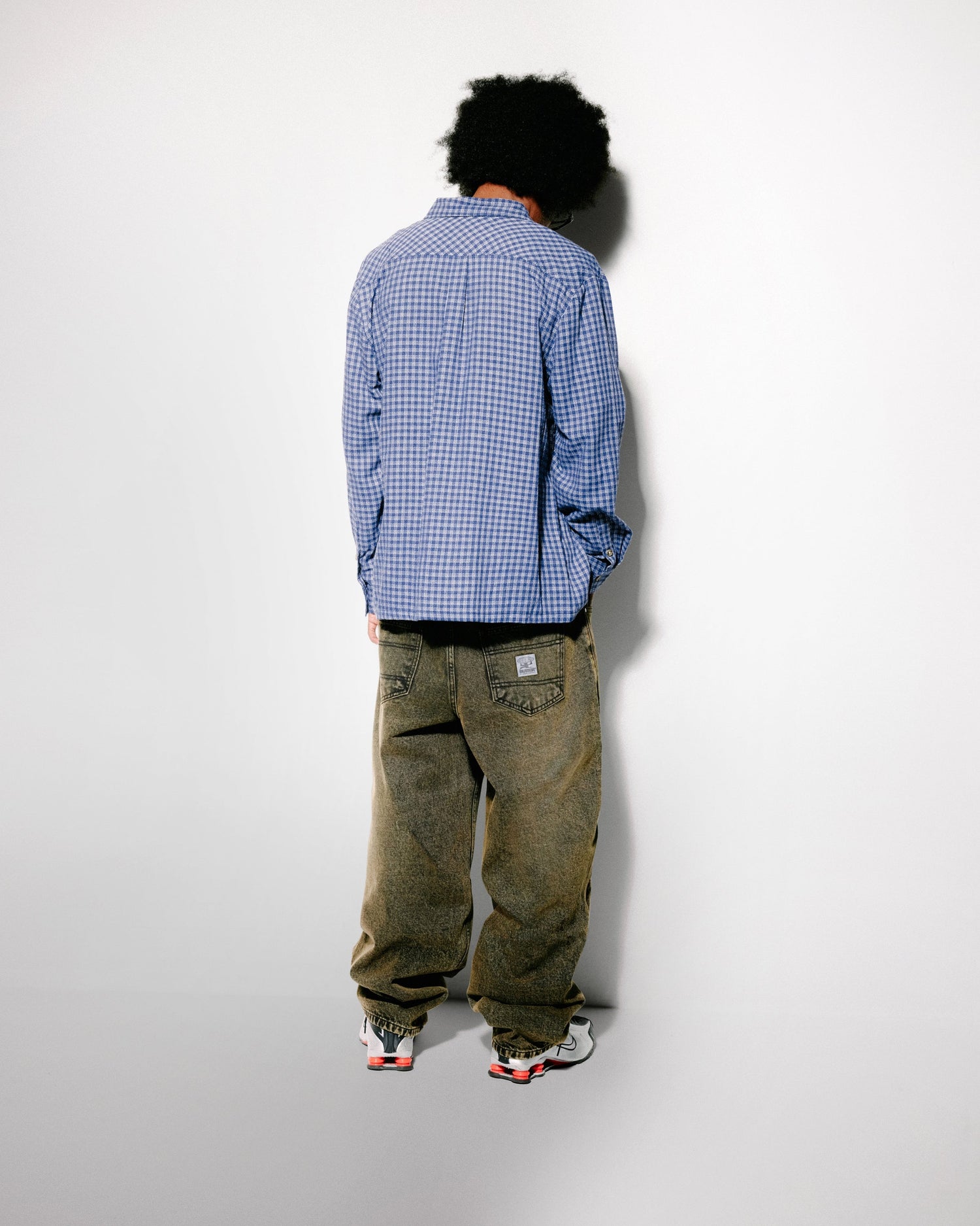 Wide Cut Denim Jeans, Acid Washed Brown