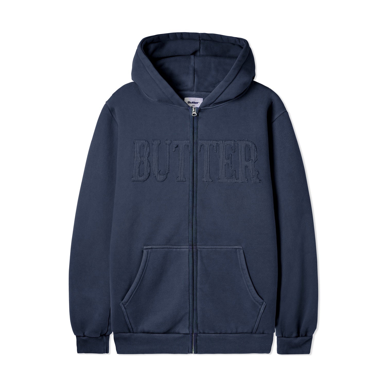 Fabric Applique Zip-Thru Hood, Washed Slate