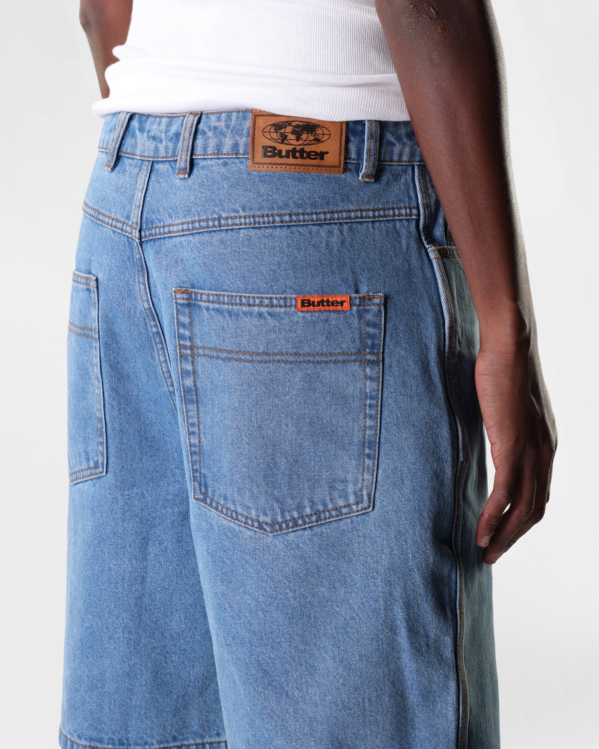 Baggy Denim Shorts, Washed Indigo