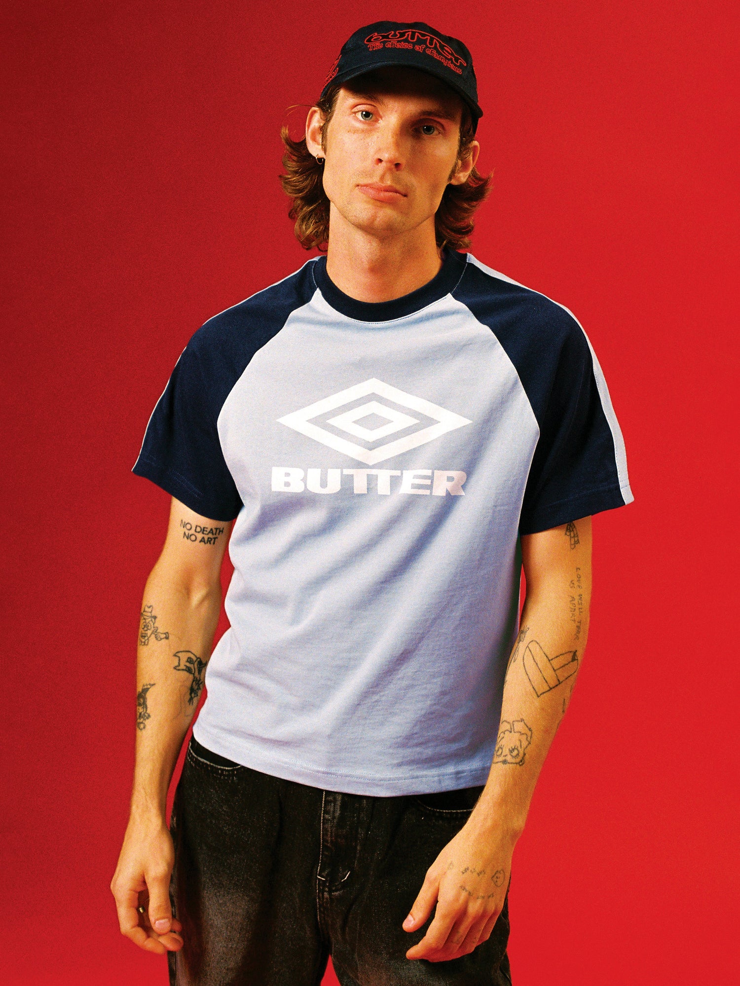 Diamond Logo Raglan Tee, Slate / Navy