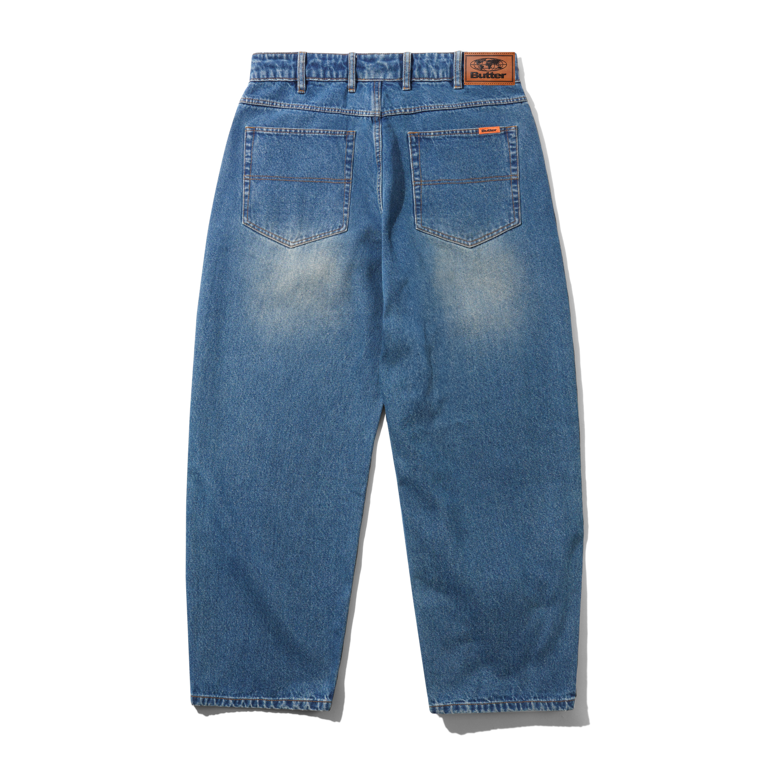 Baggy Denim Jeans, Distressed Indigo