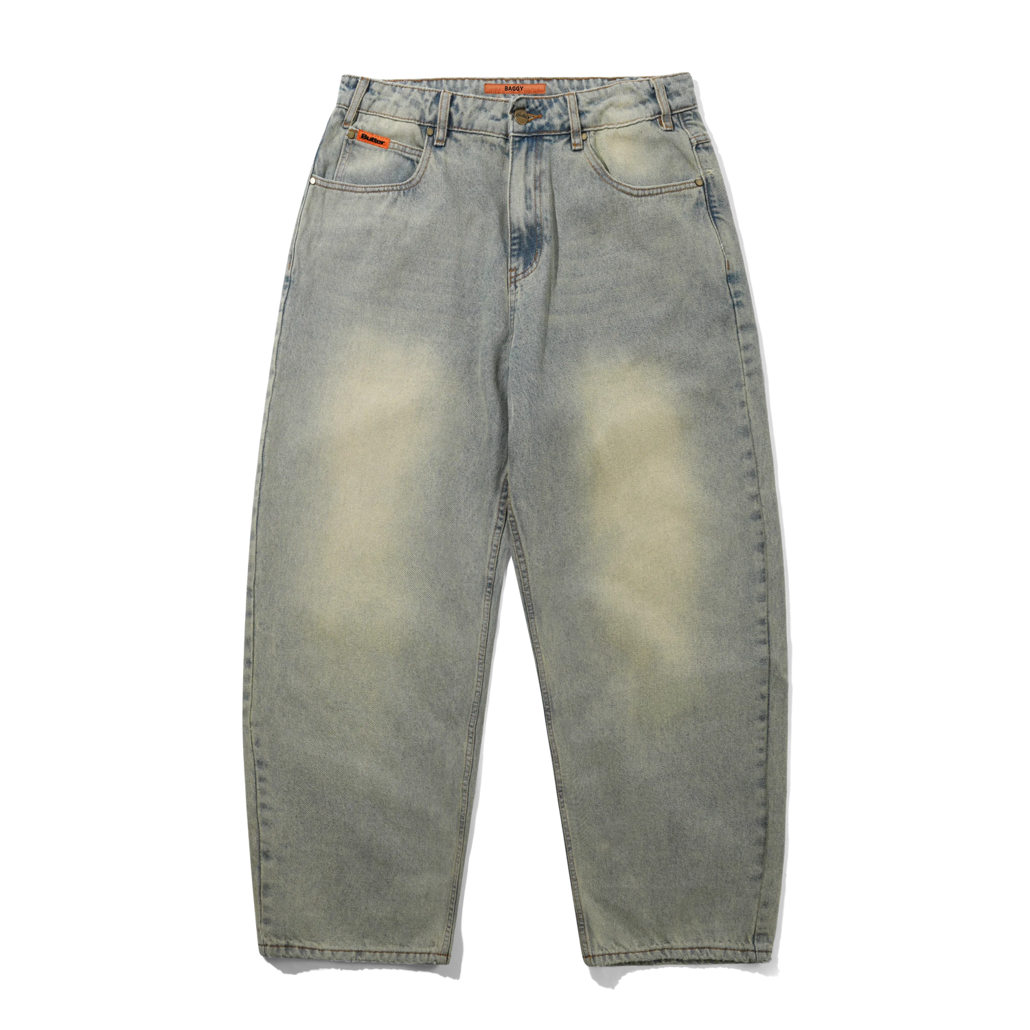 Baggy Denim Jeans, Distressed Light Blue