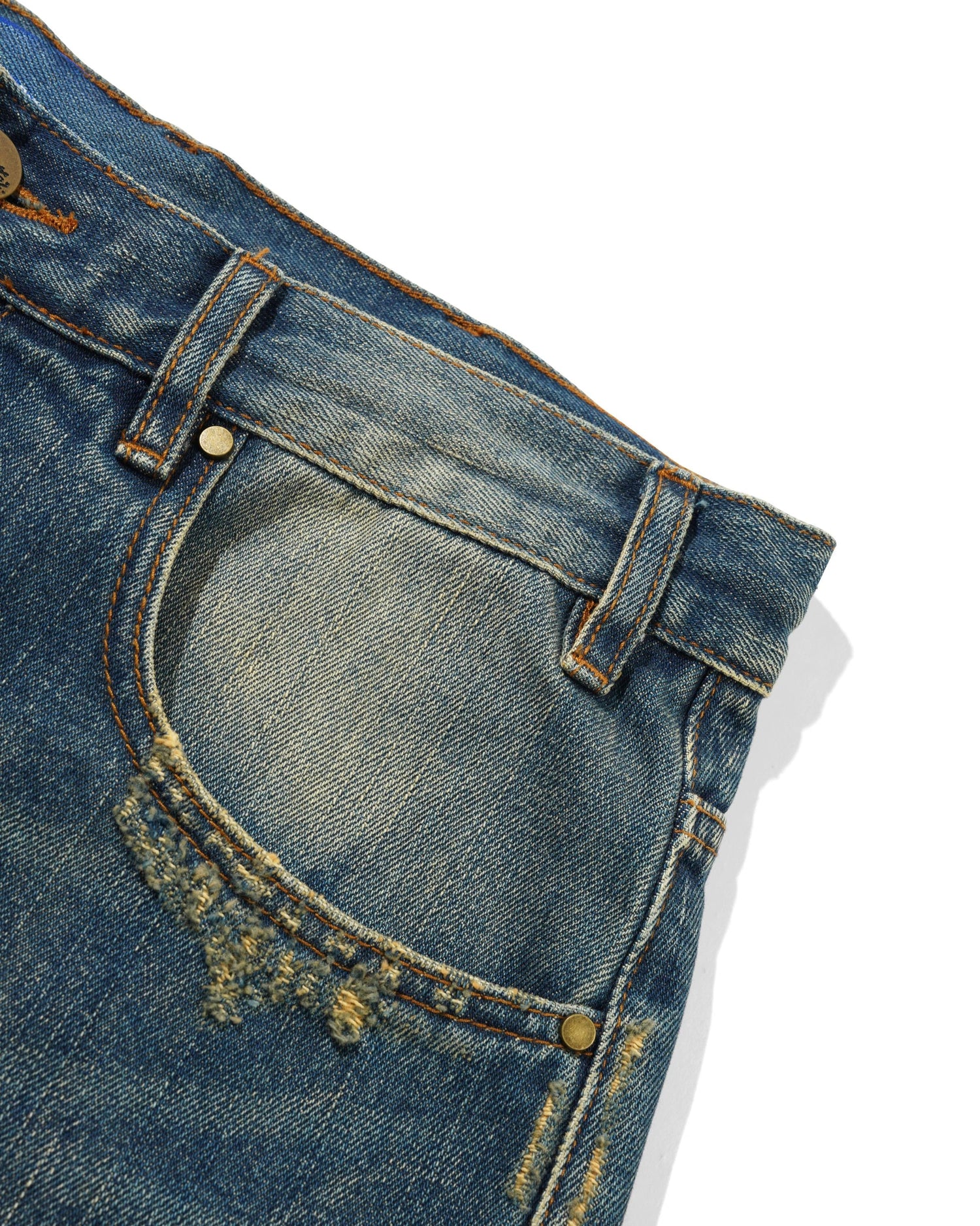 Baggy Denim Jeans, Distressed Selvedge