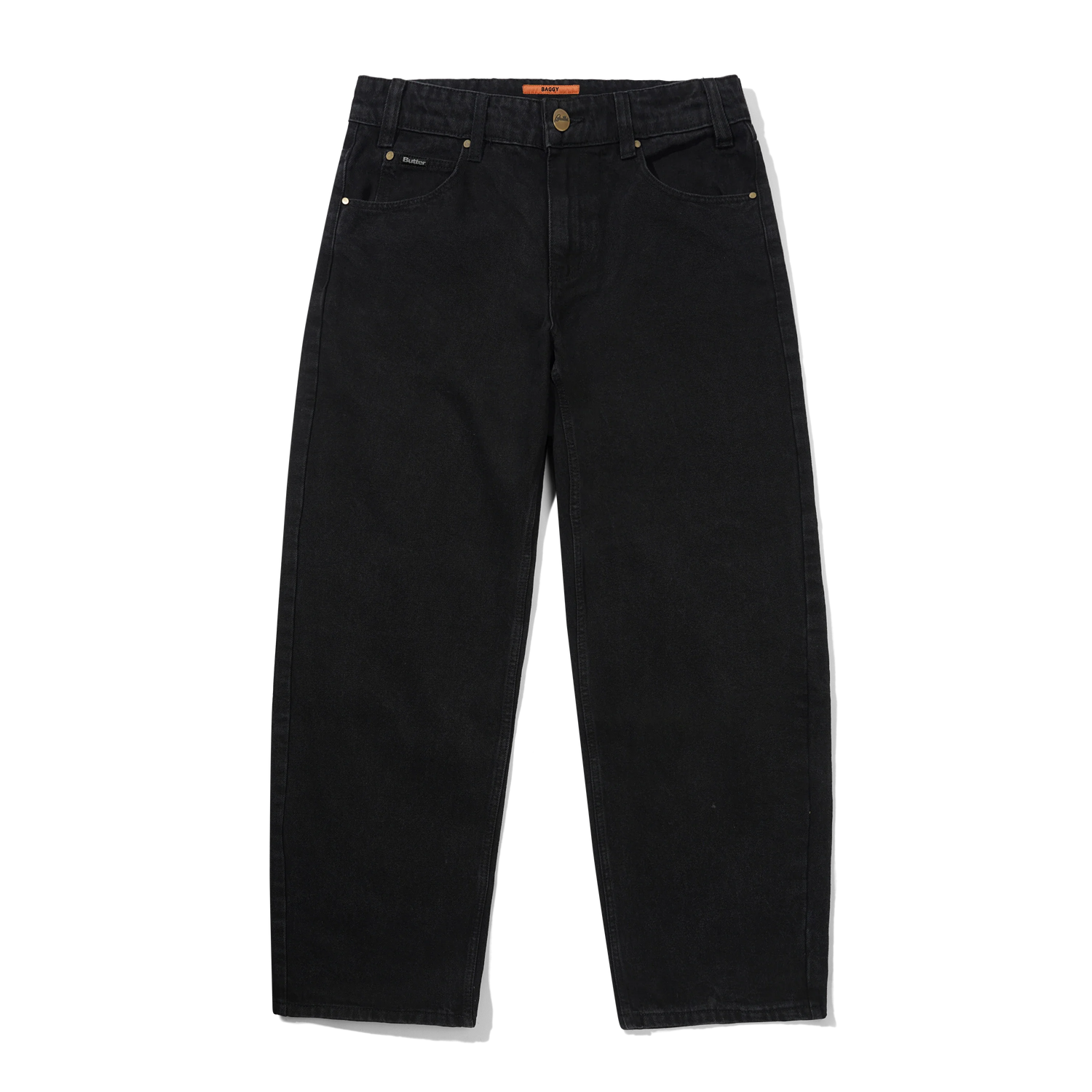Baggy Denim Jeans, Flat Black