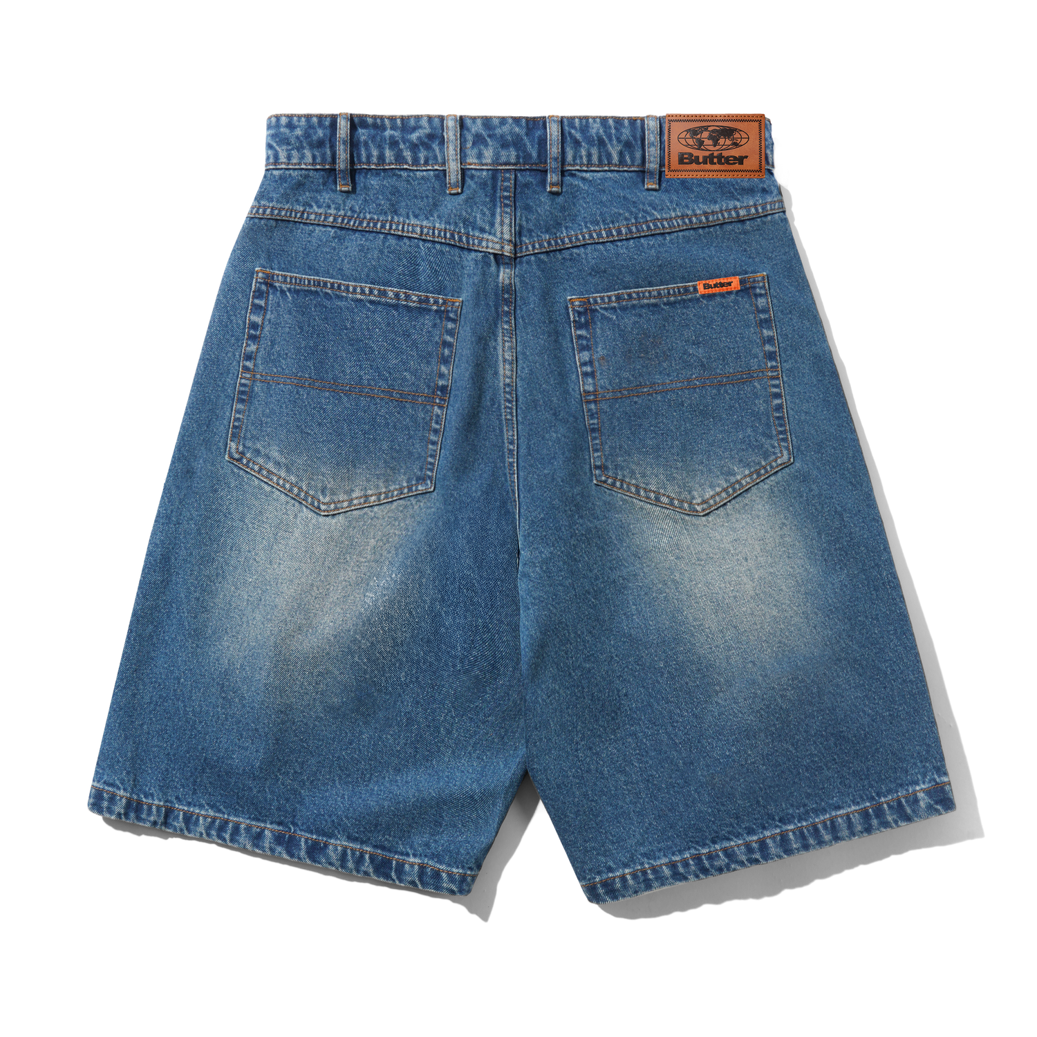 Baggy Denim Shorts, Distressed Indigo