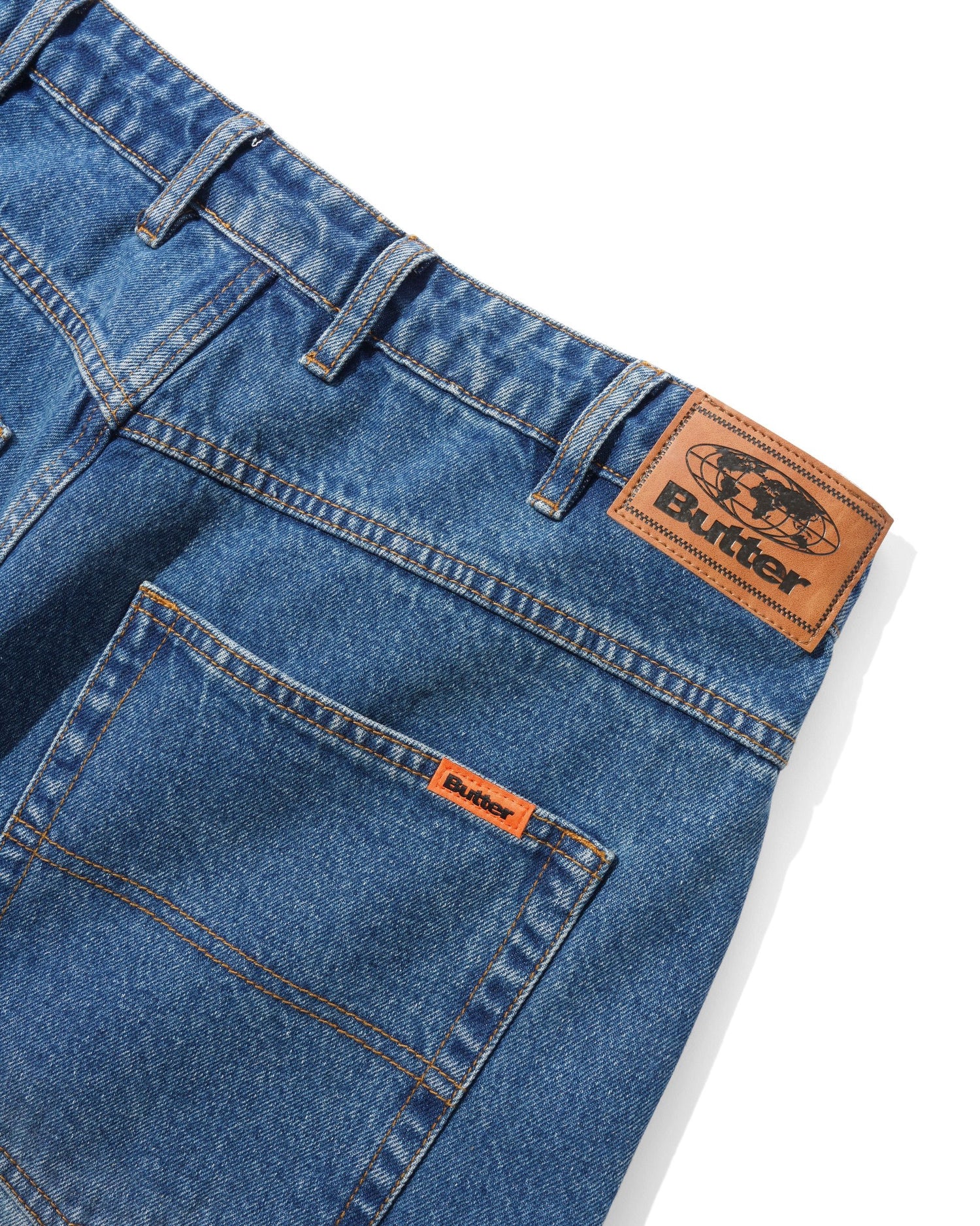 Baggy Denim Shorts, Distressed Indigo