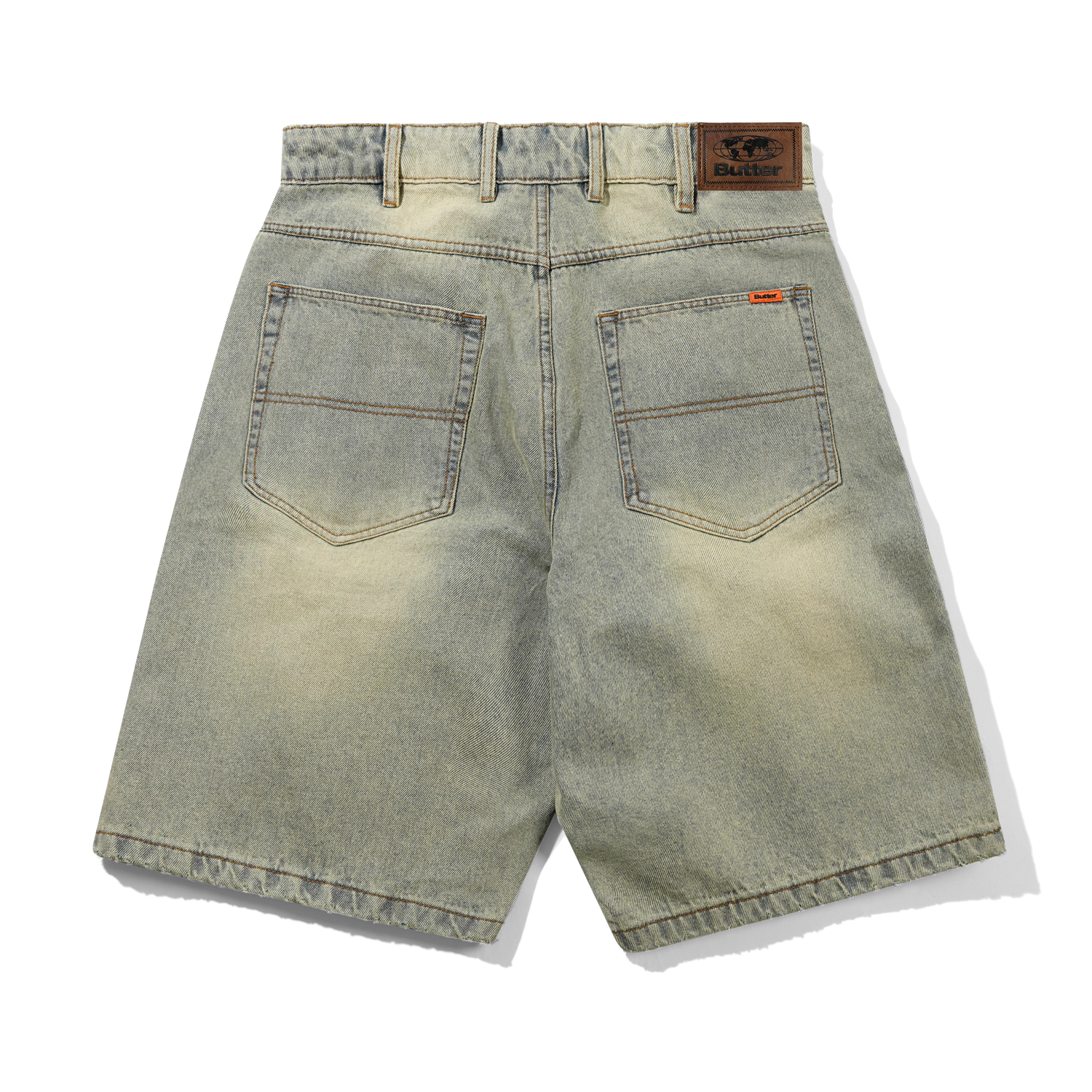 Baggy Denim Shorts, Distressed Light Blue