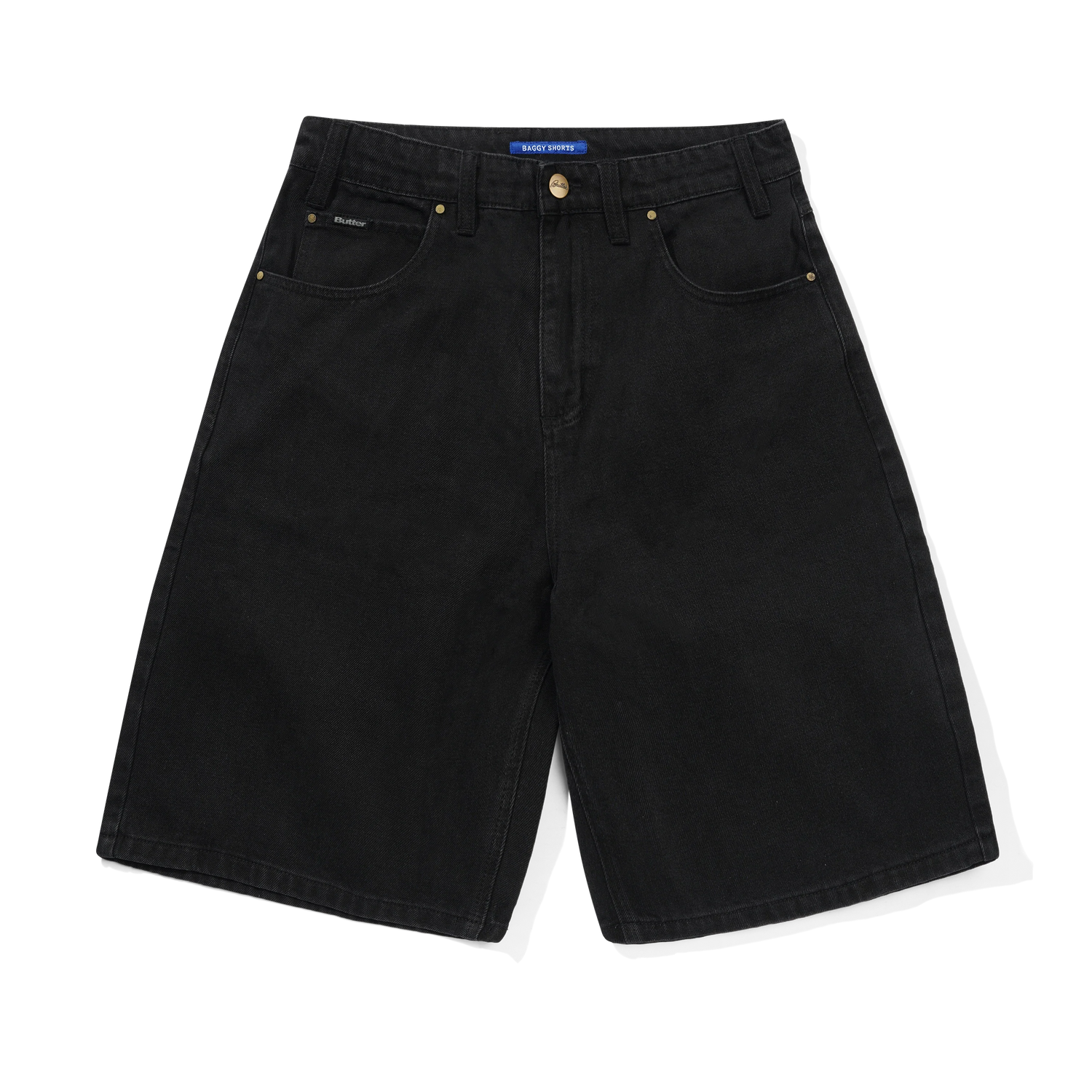 Baggy Denim Shorts, Flat Black