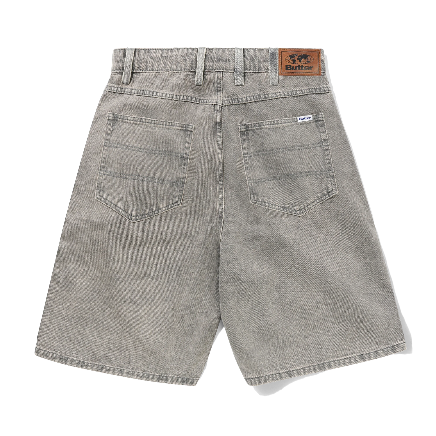 Baggy Denim Shorts, Grey Wash
