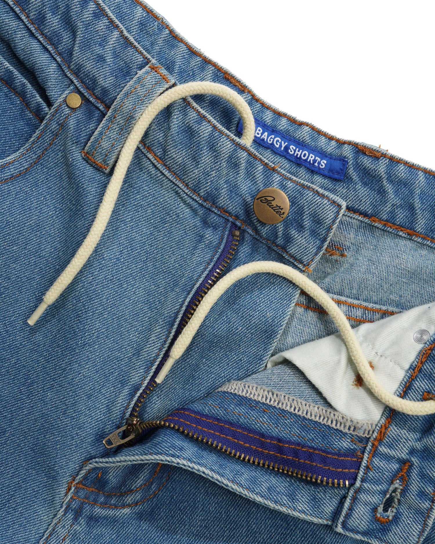 Baggy Denim Shorts, Washed Indigo