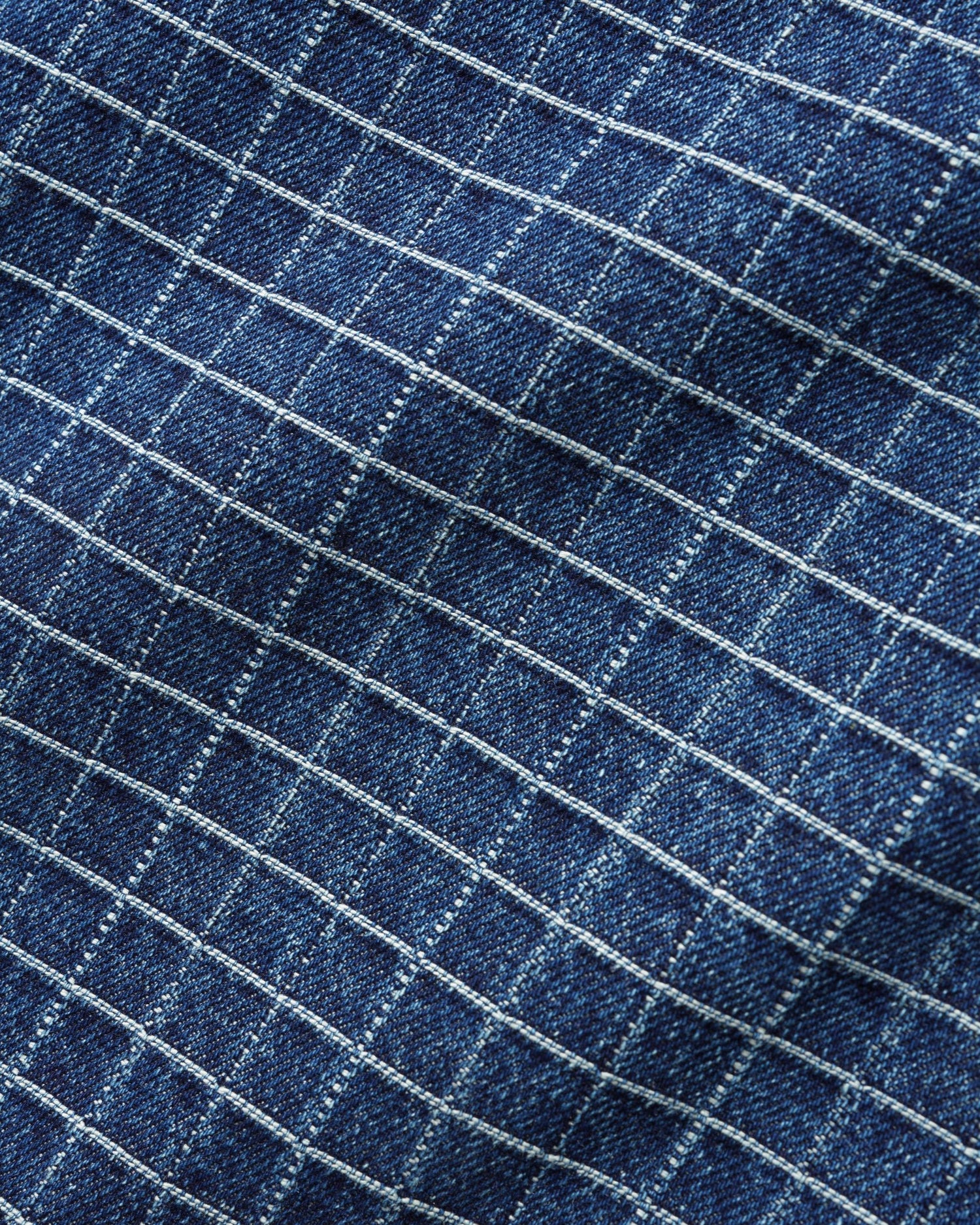 Big Grid Denim Shorts, Indigo