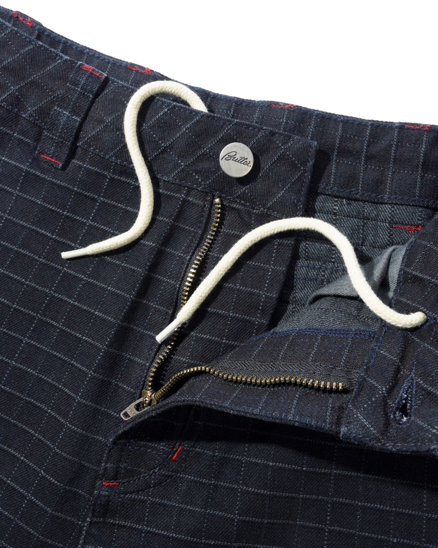 Big Grid Denim Shorts, Overdyed Black