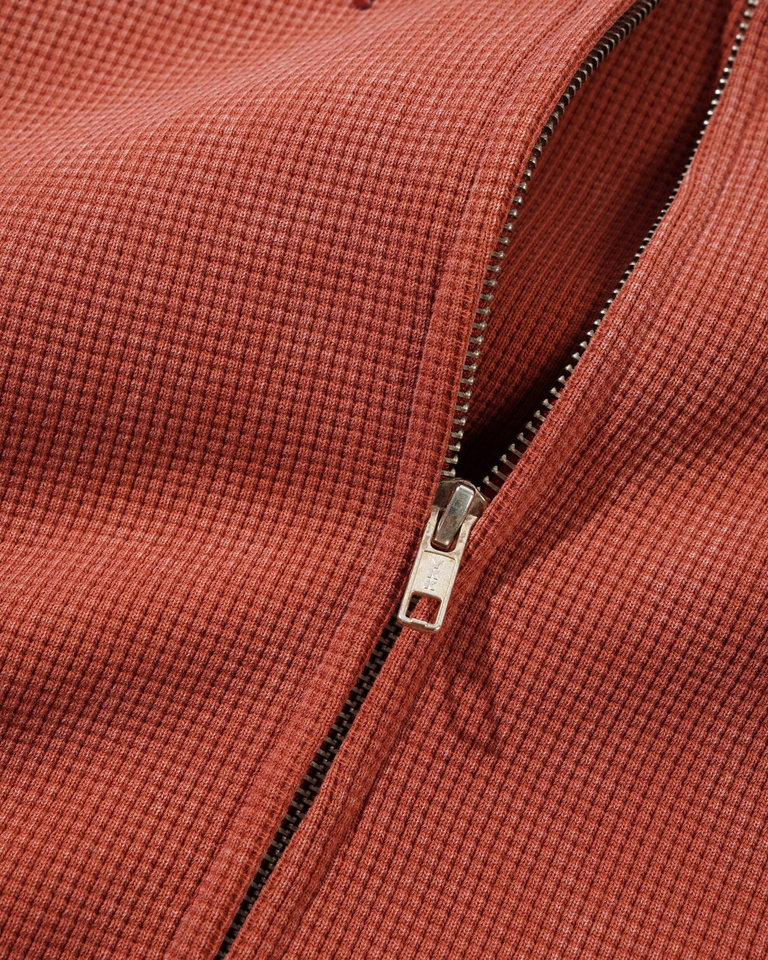 Bleach Waffle Zip-Thru Hood, Washed Rust