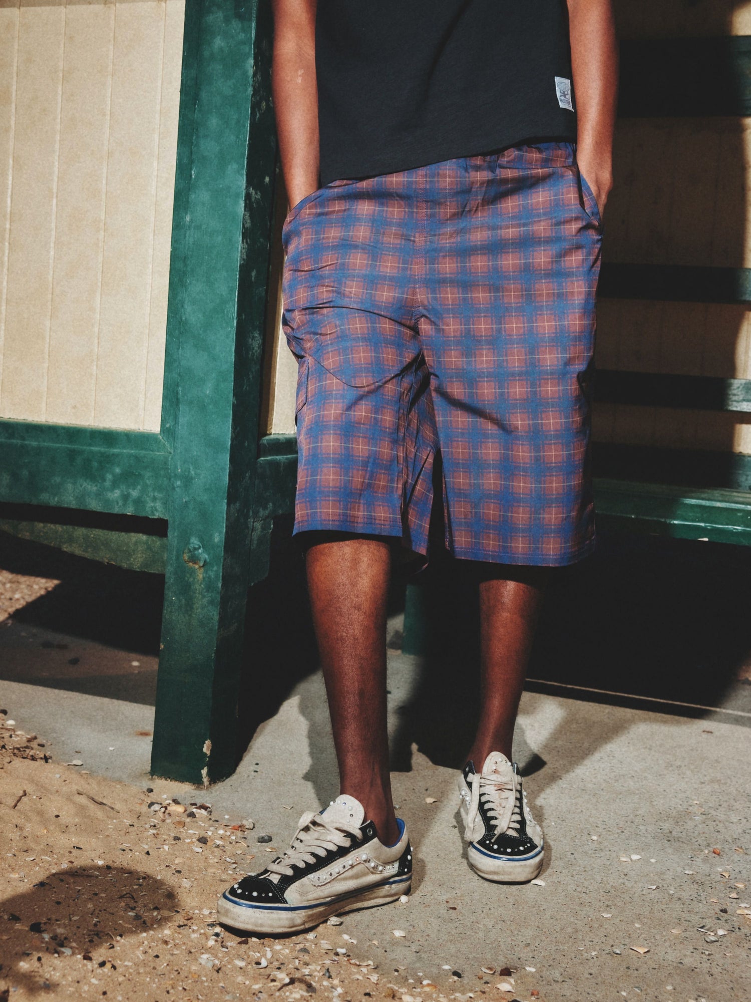 Amplify Boardshorts, Maroon Plaid