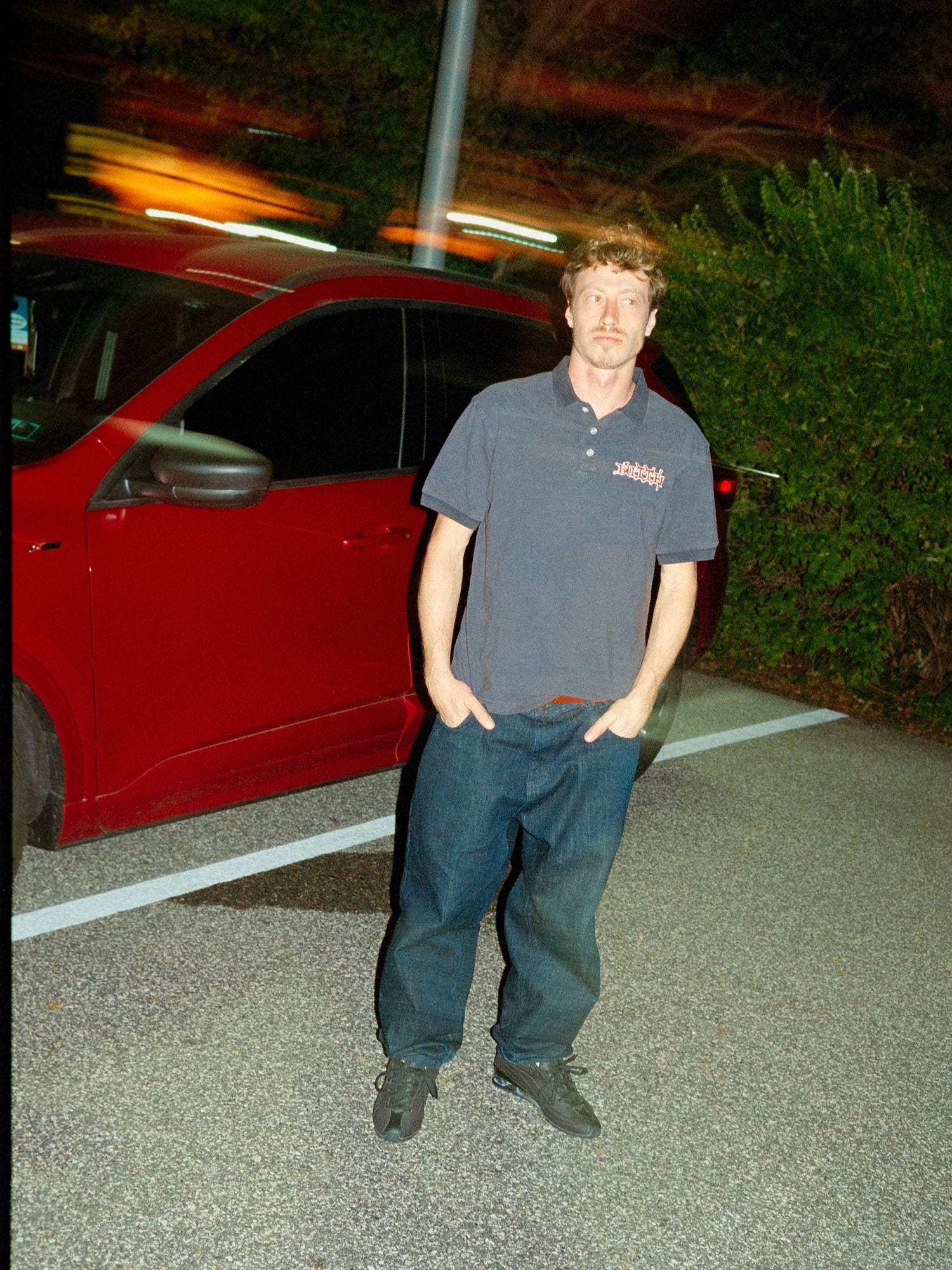 Serif Polo Shirt, Washed Navy