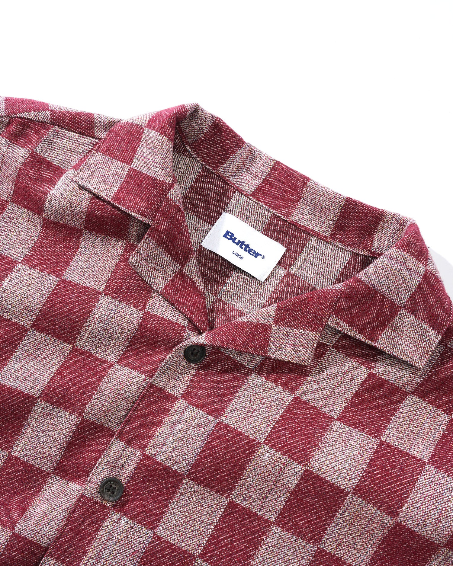 Checker Vacation S/S Shirt, Burgundy