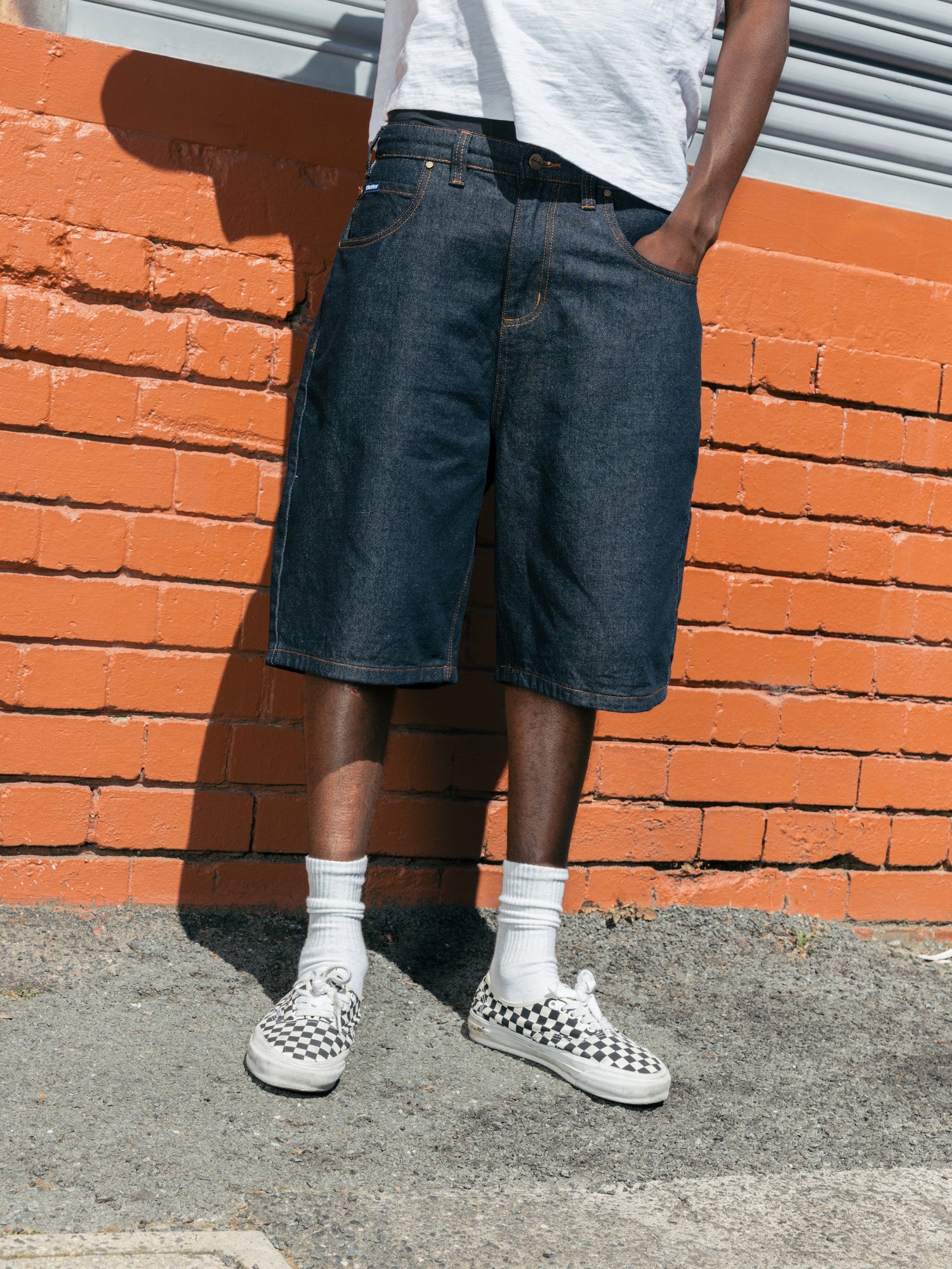 Baggy Denim Shorts, Washed Indigo