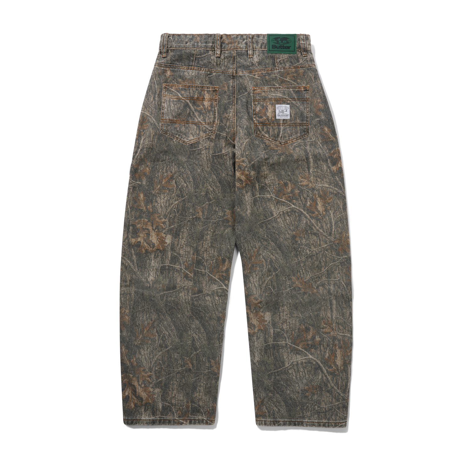 Wide Cut Denim Jeans, Forest Camo
