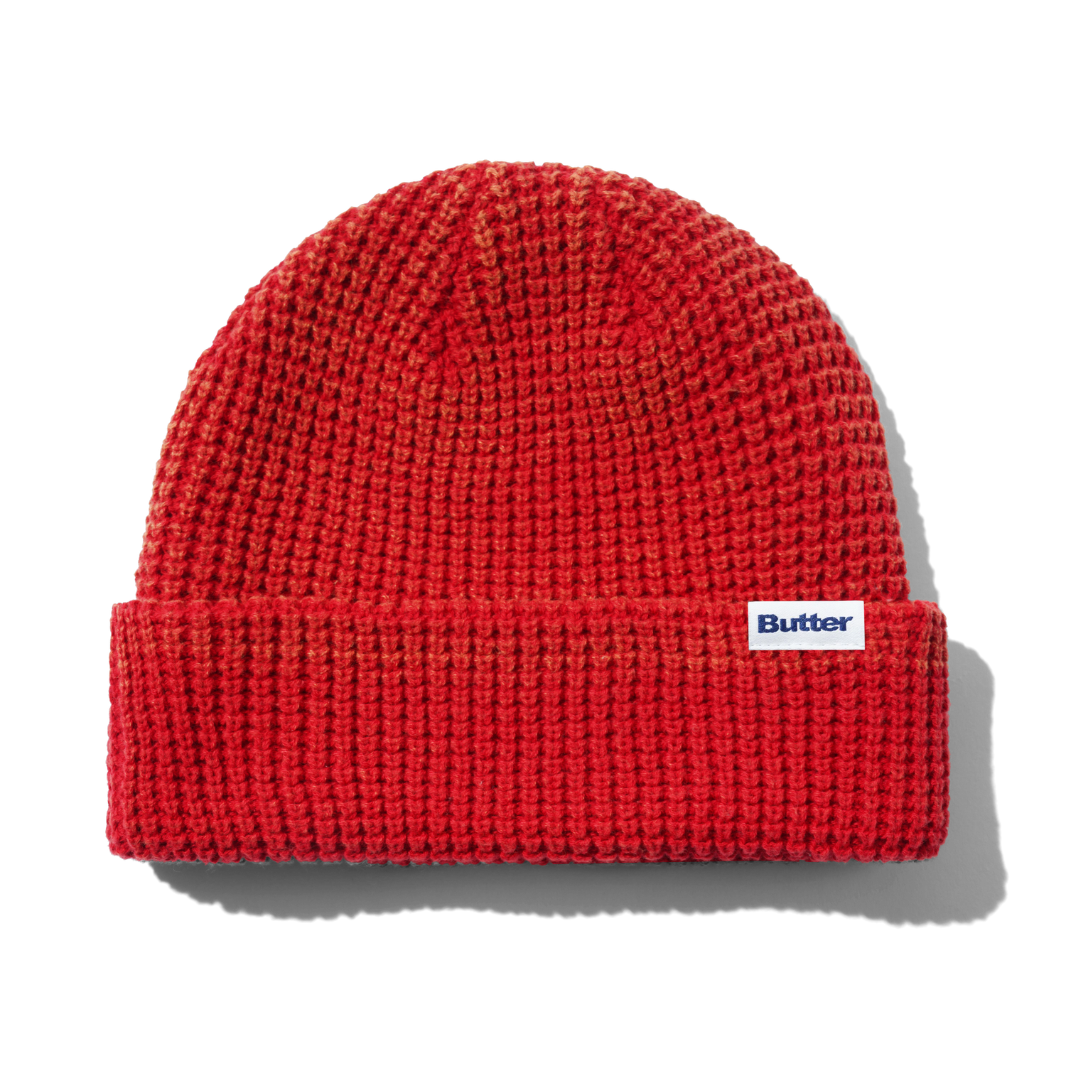 Distress Waffle Beanie, Red