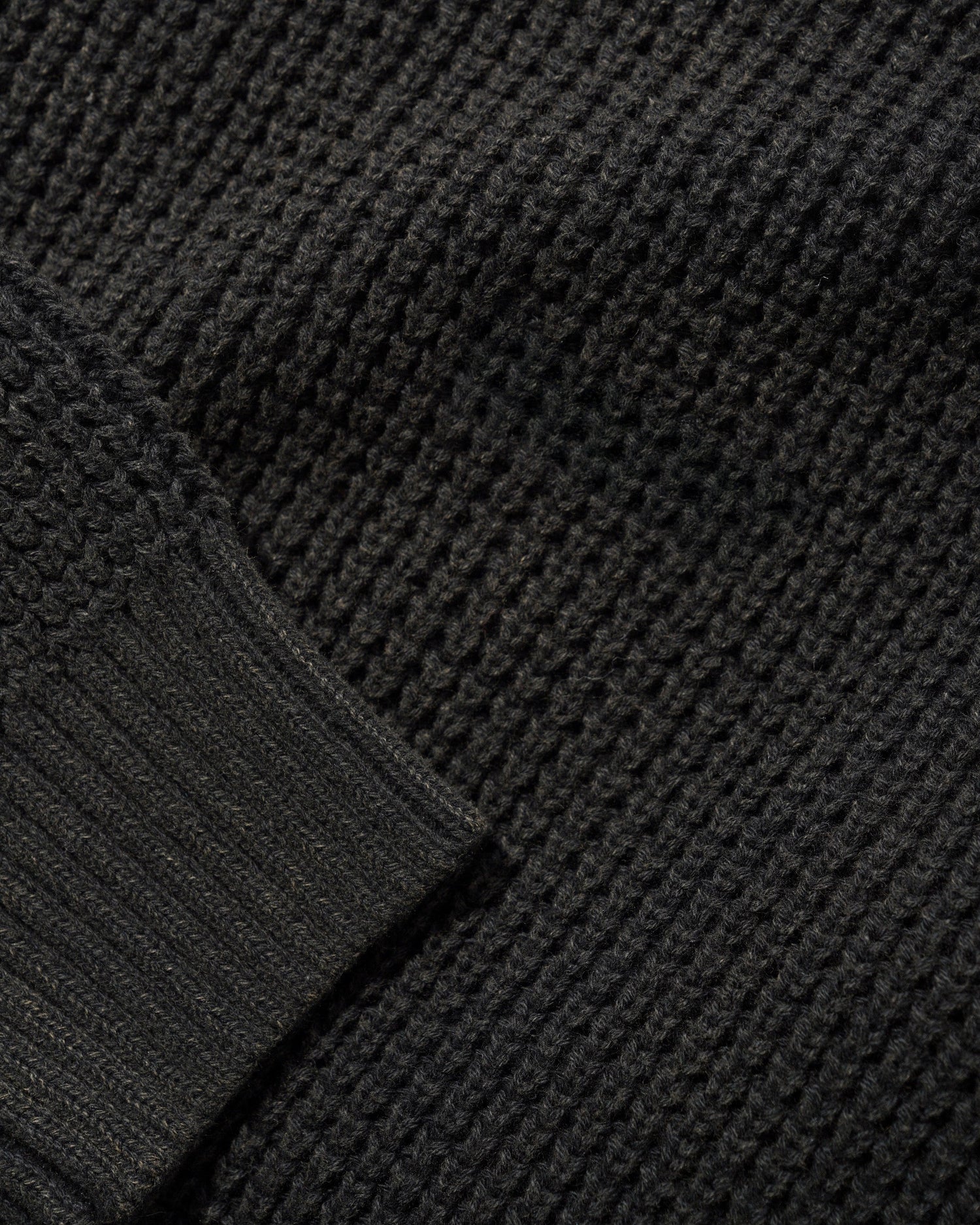 Distressed Waffle Knit Sweater, Washed Black
