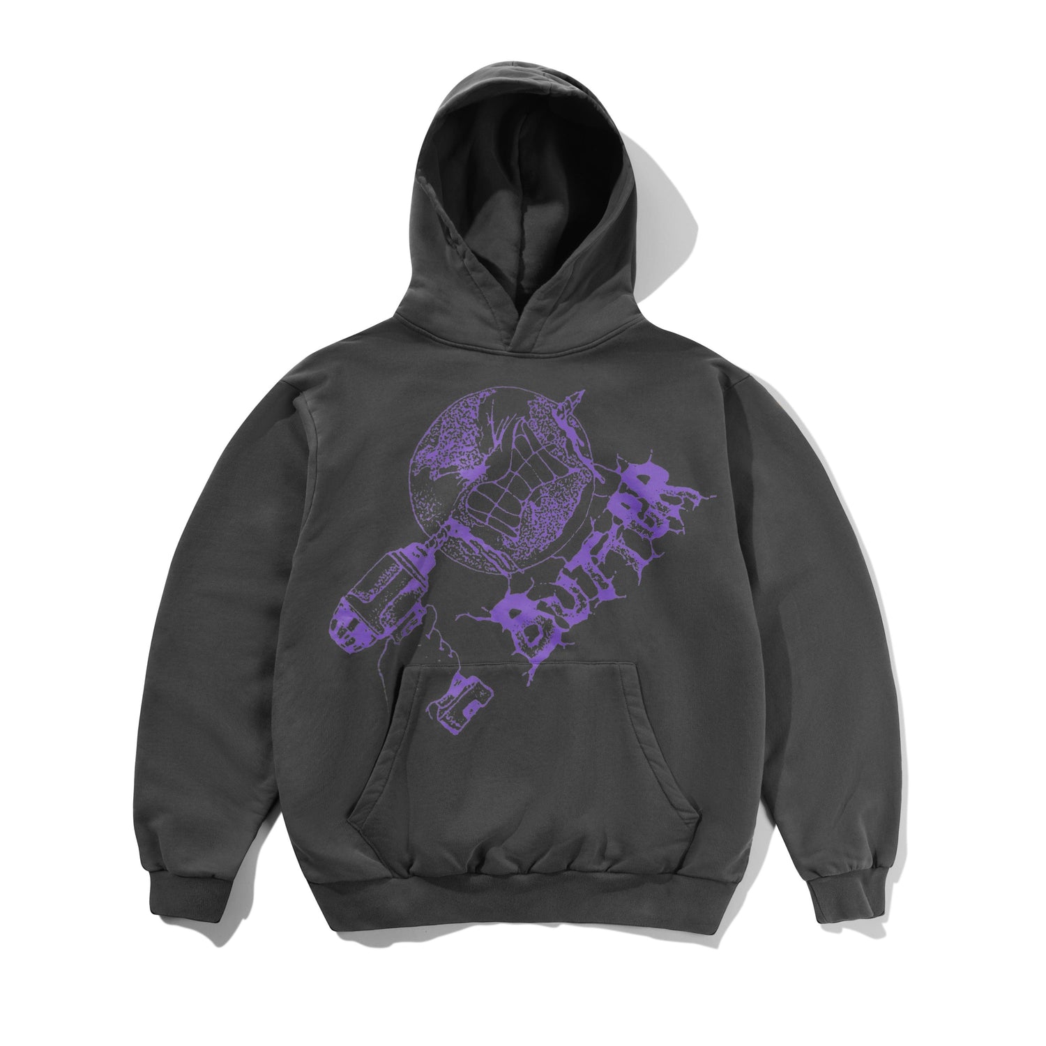 Drill Pullover Hood, Washed Dark Grey