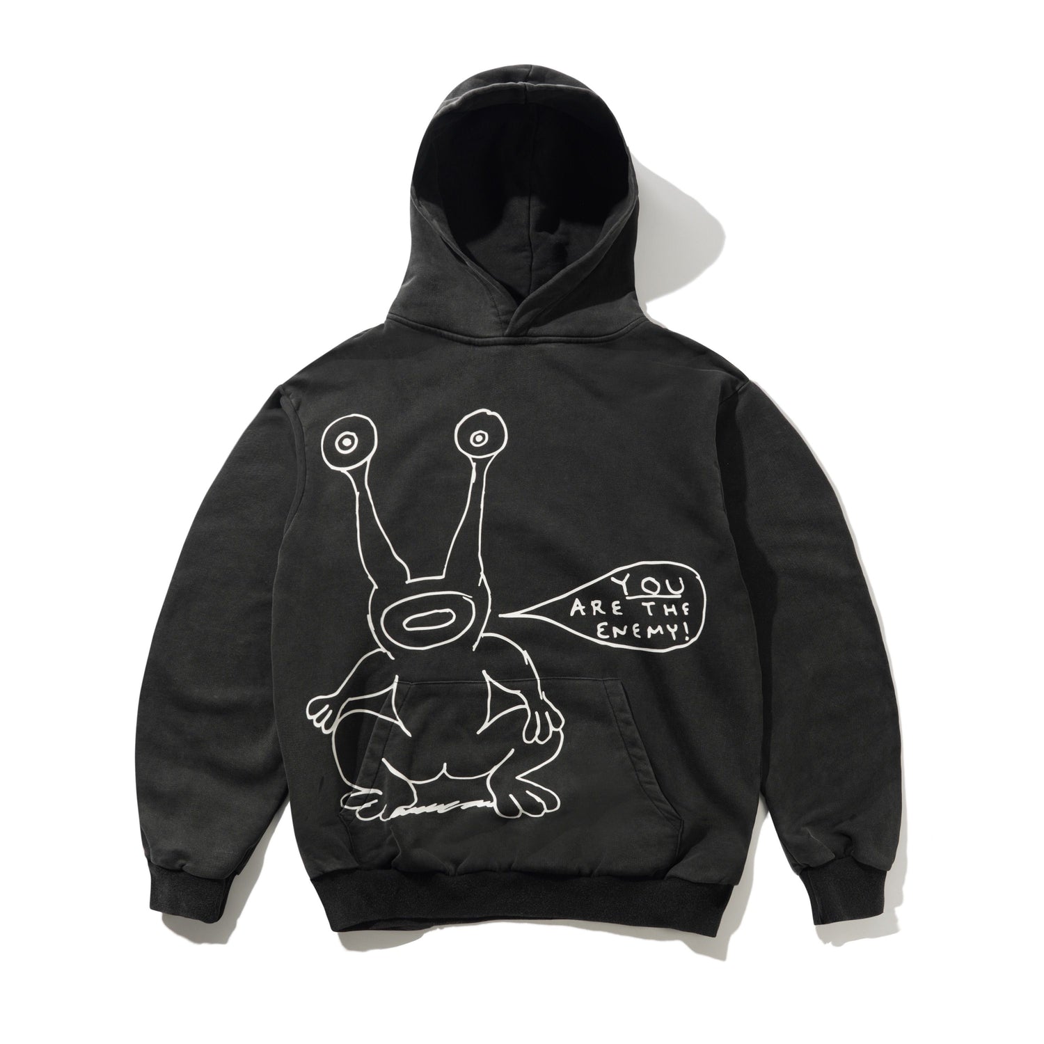 Enemy Pullover Hood, Distressed Washed Black