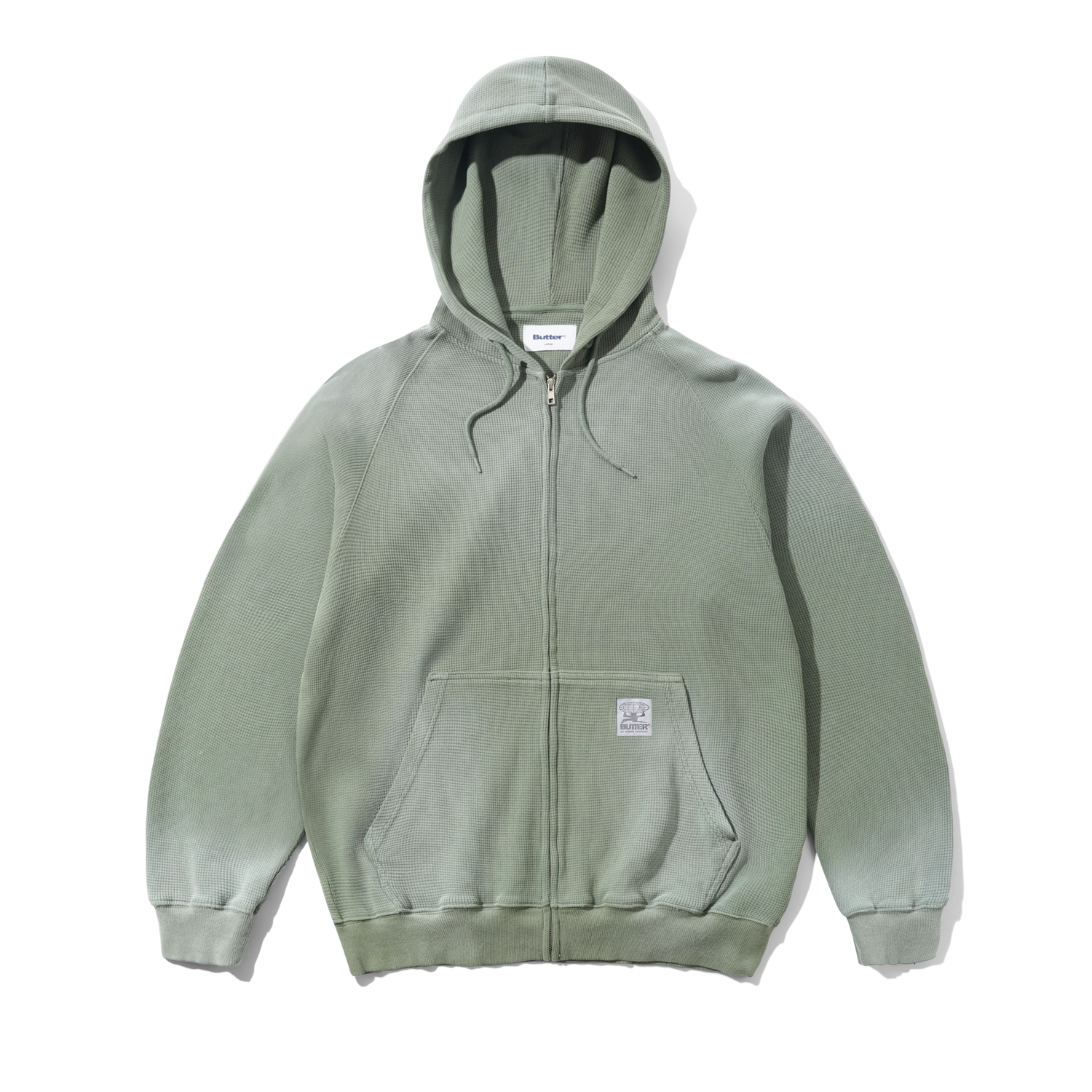 Faded Waffle Zip-Thru Hood, Washed Sage
