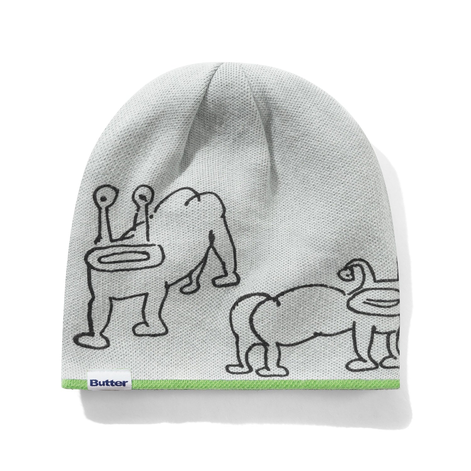 Frog Reversible Beanie, Lime / Grey