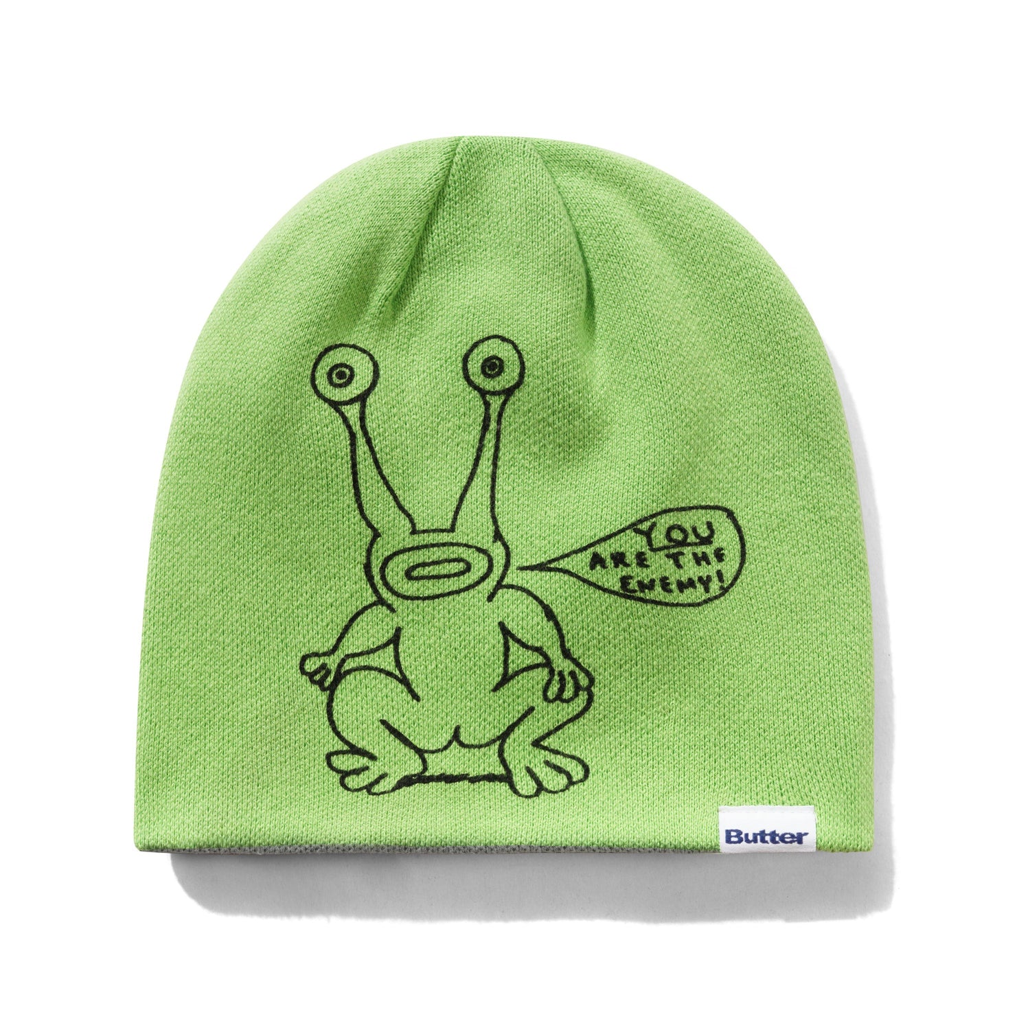 Frog Reversible Beanie, Lime / Grey