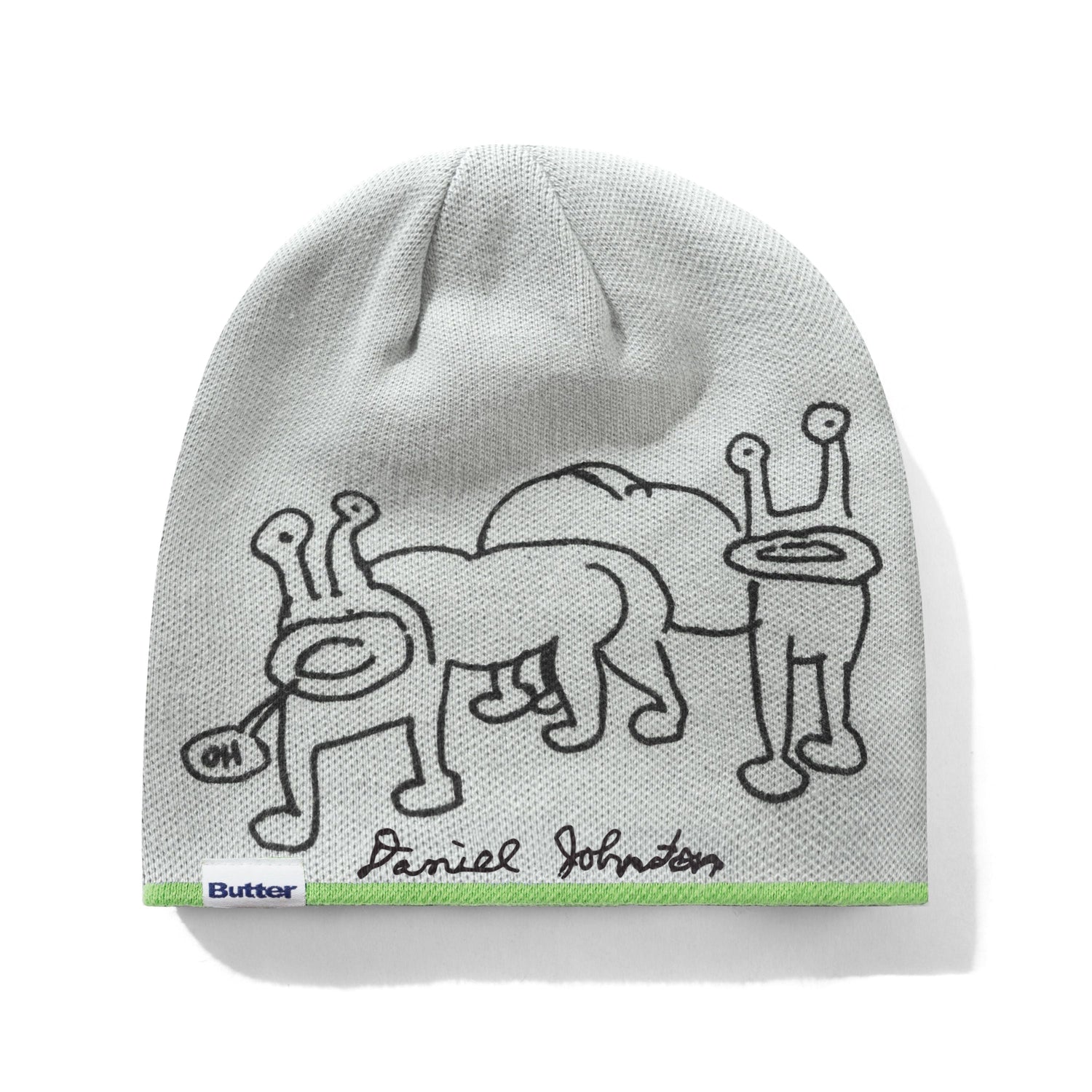 Frog Reversible Beanie, Lime / Grey