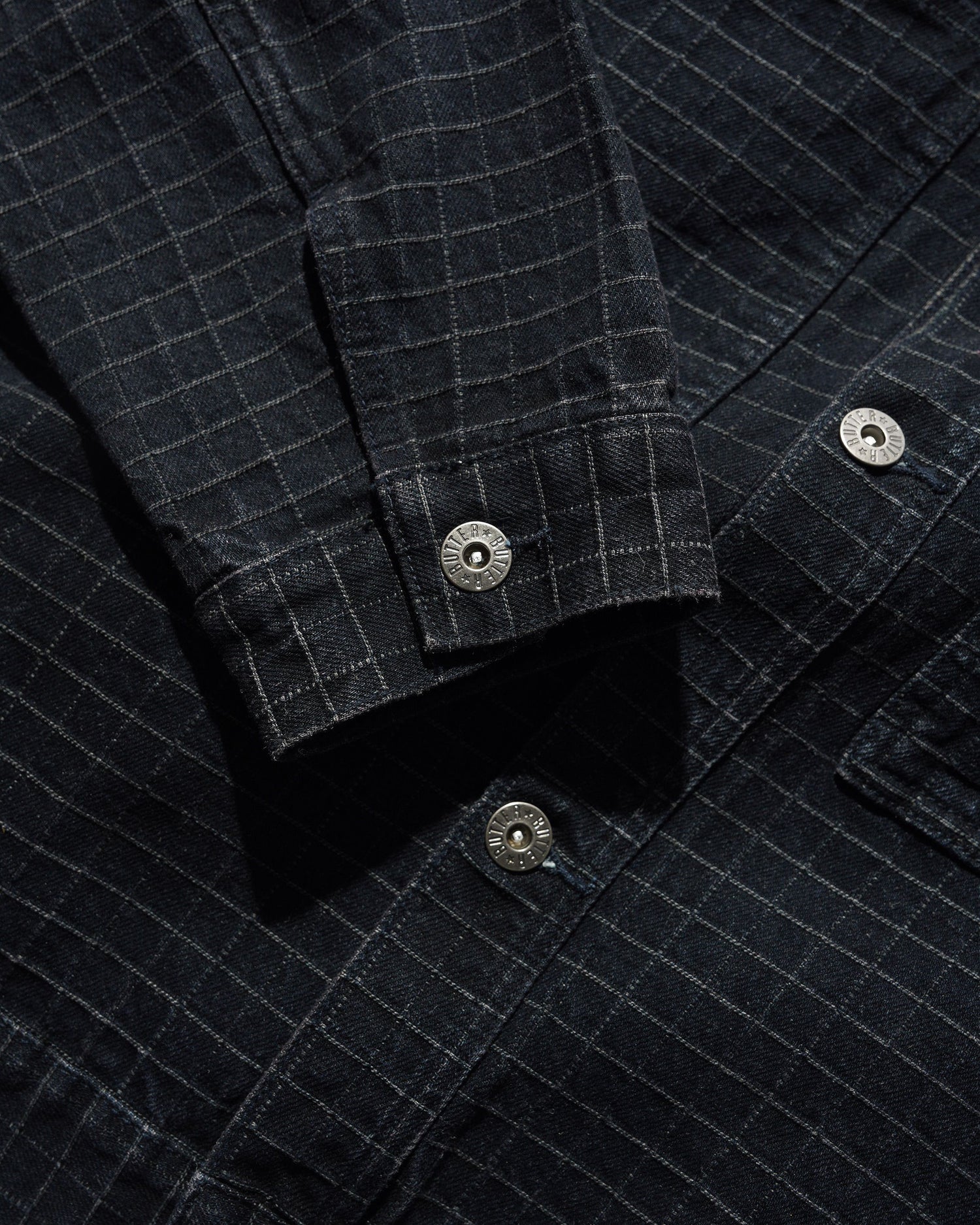Grid Denim Jacket, Overdye Black