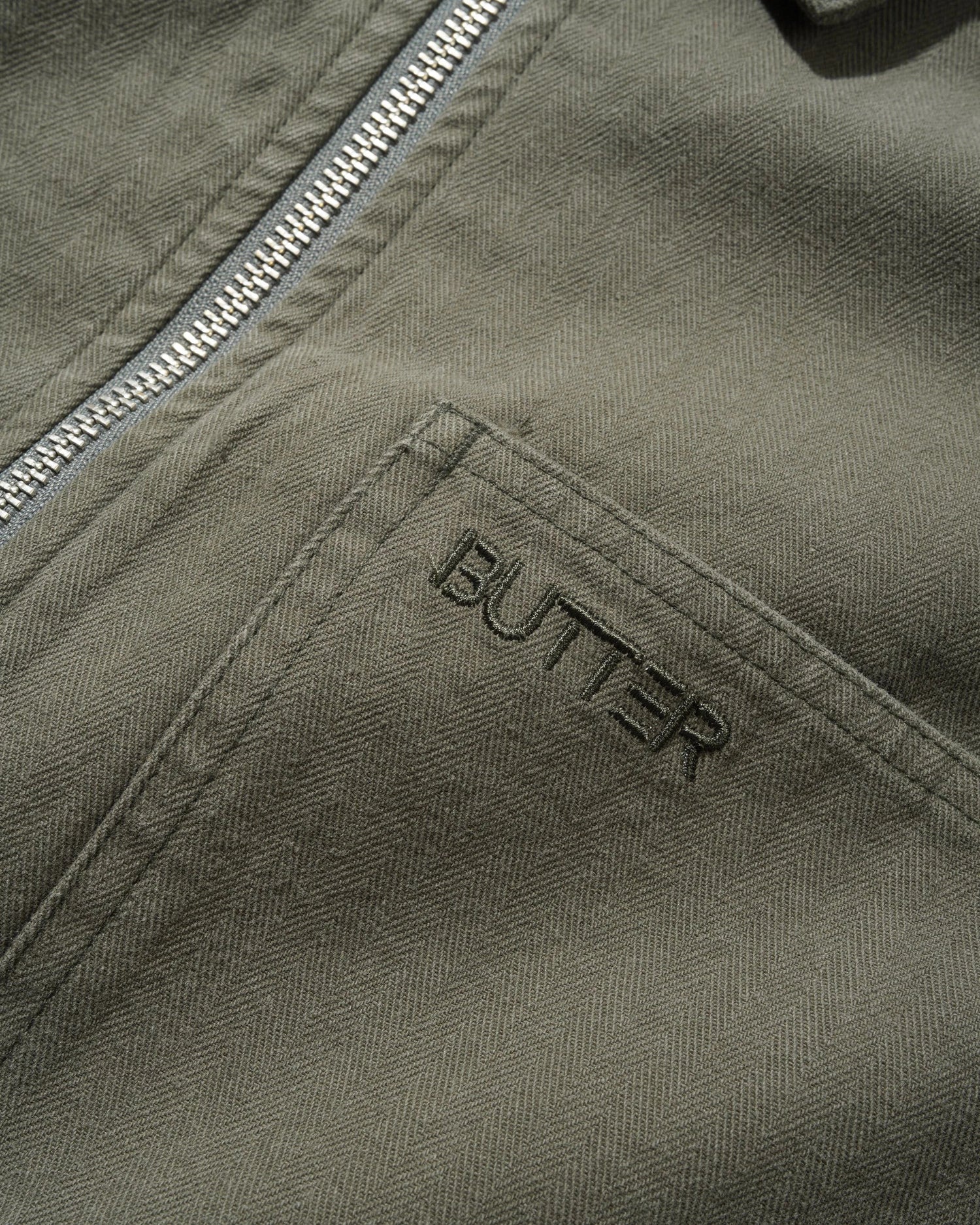 Herringbone Zip Jacket, Washed Army
