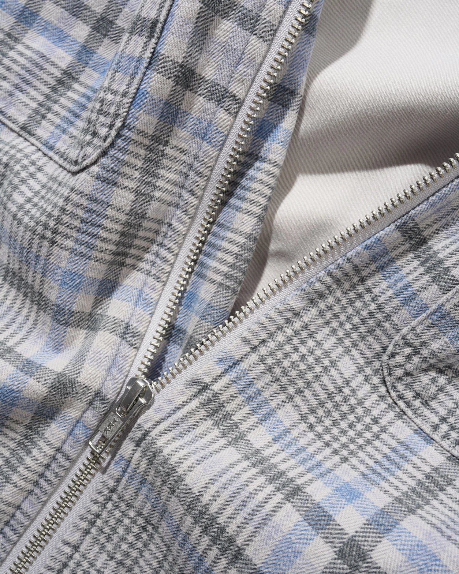 Herringbone Zip Jacket, Washed Plaid