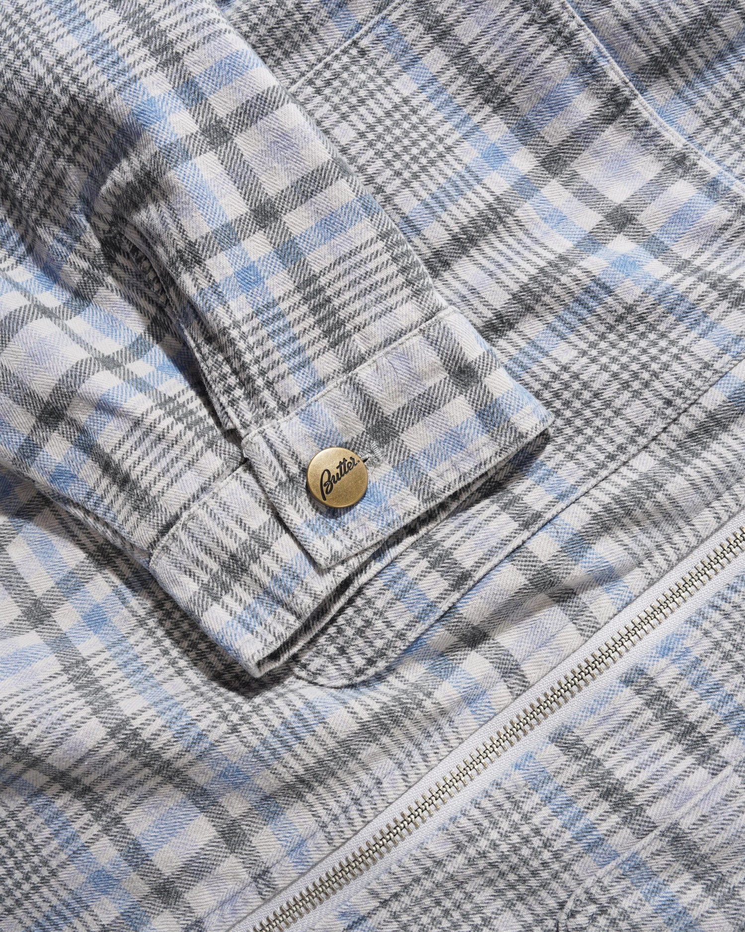 Herringbone Zip Jacket, Washed Plaid
