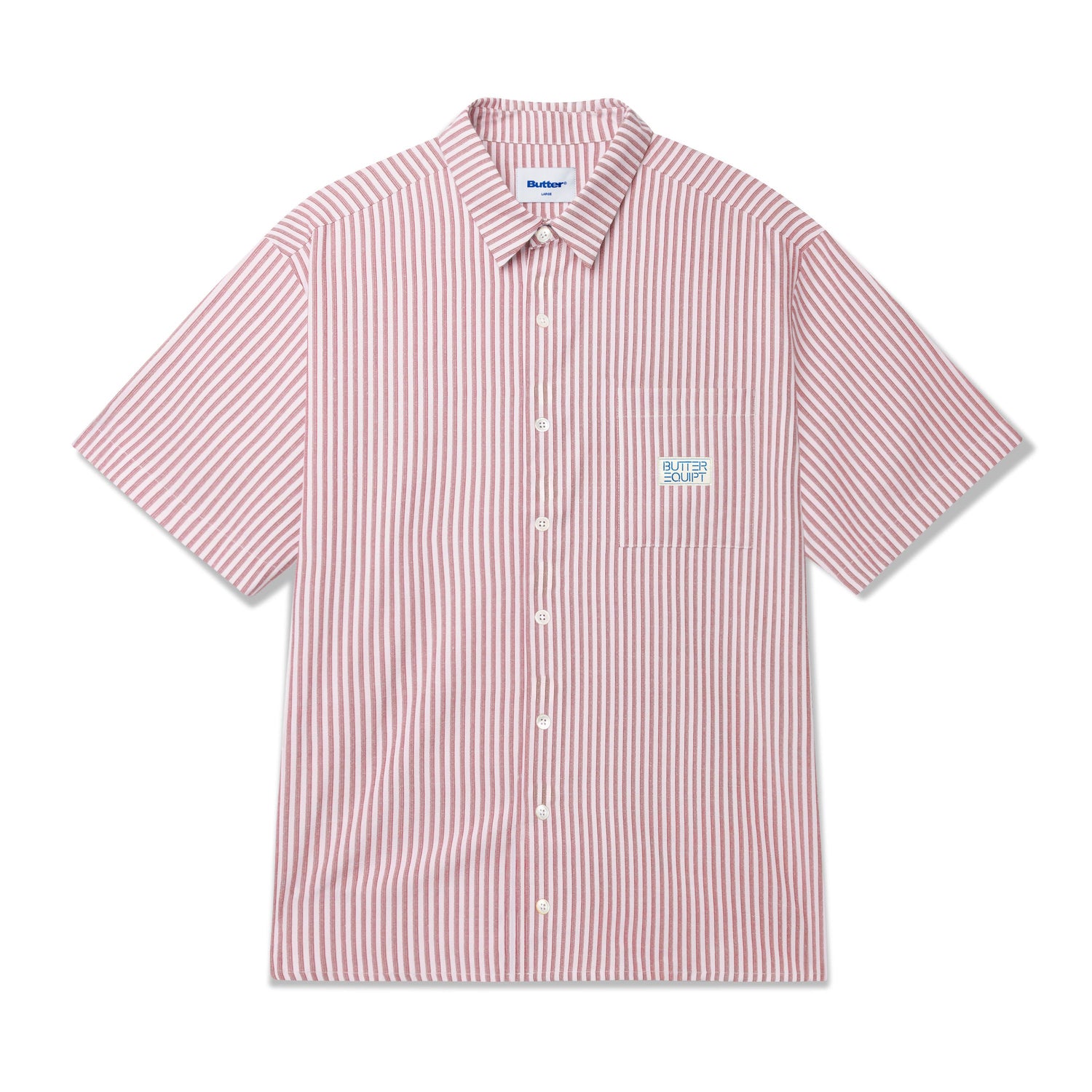 Hickory S/S Shirt, Burgundy Stripe