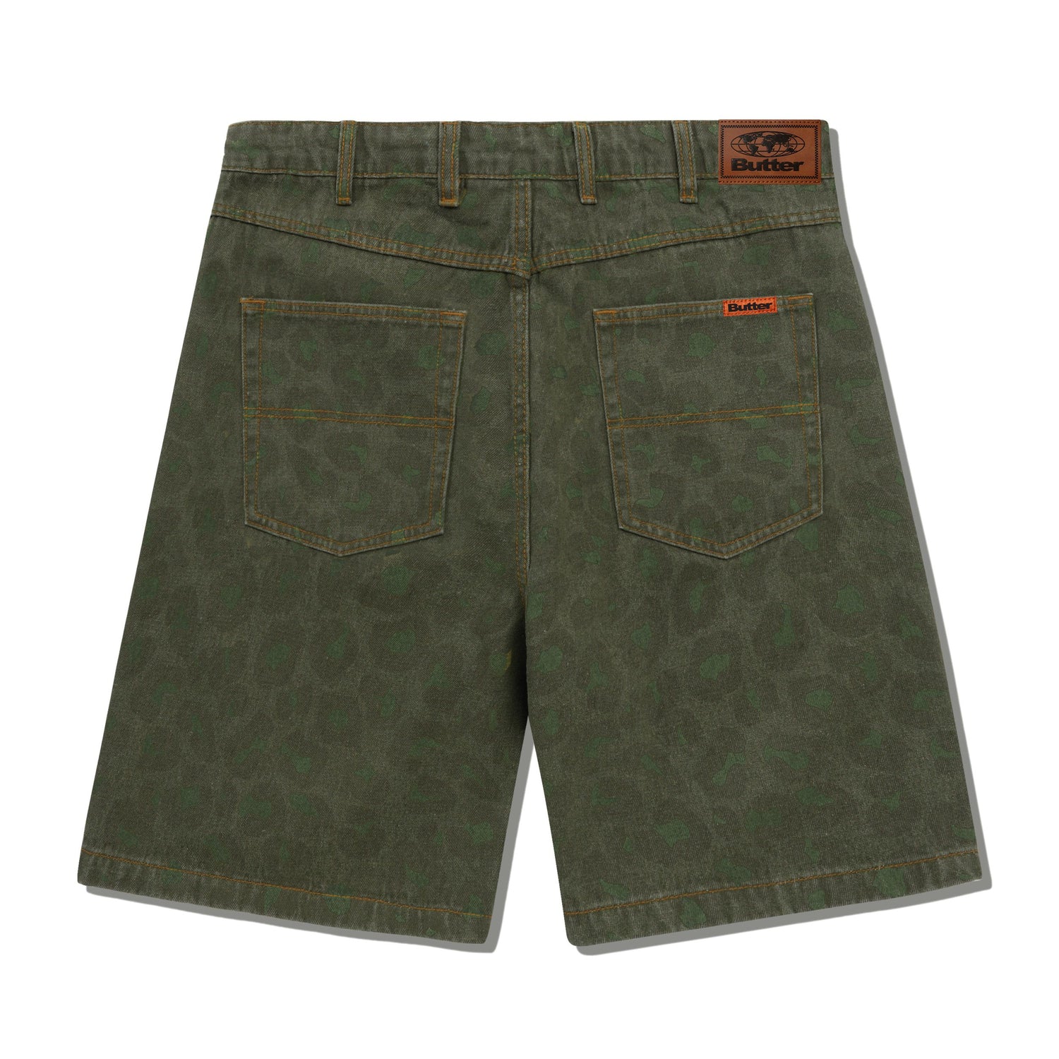 Leopard Denim Shorts, Army