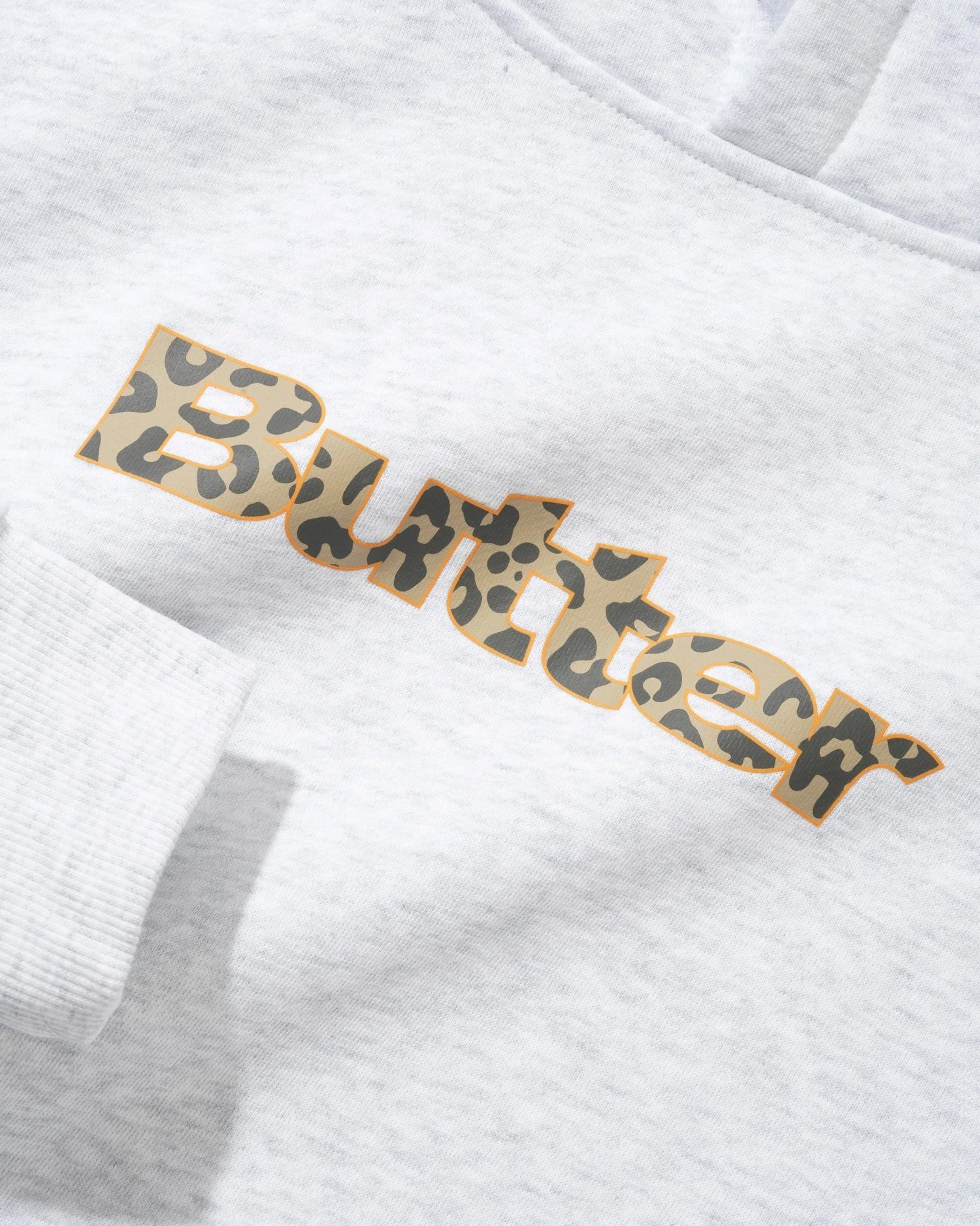 Leopard Print Logo Pullover Hood, Ash