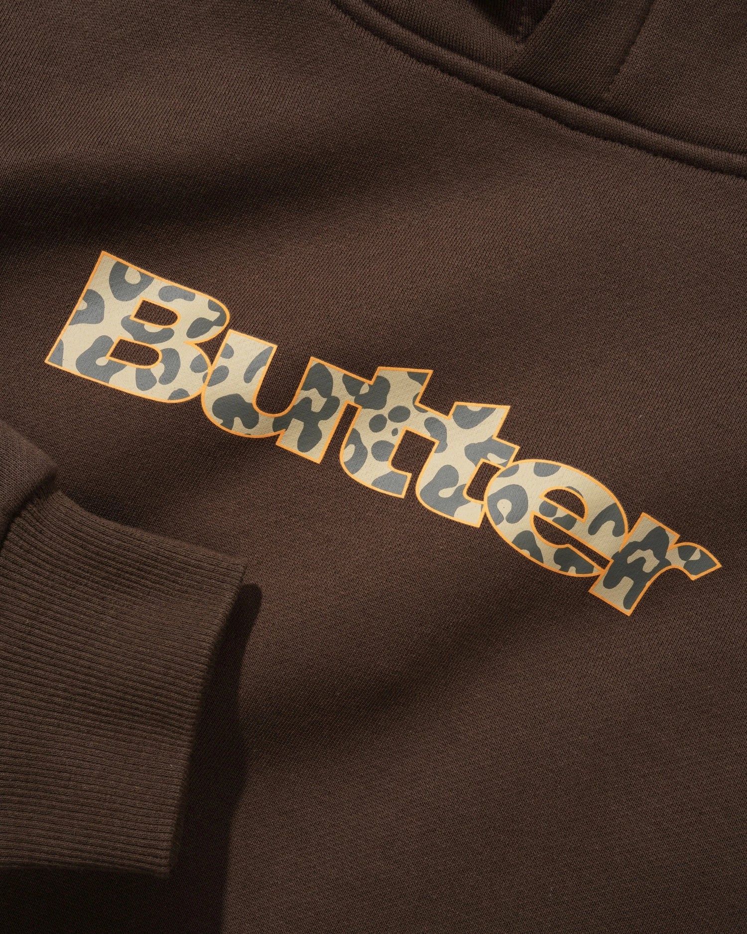 Leopard Print Logo Pullover Hood, Brown