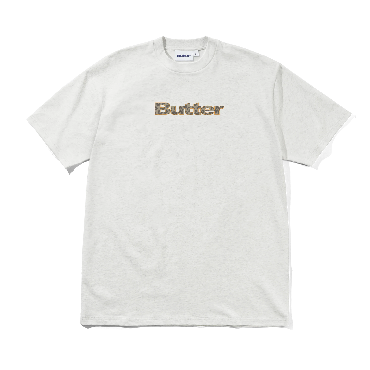Leopard Print Logo Tee, Ash