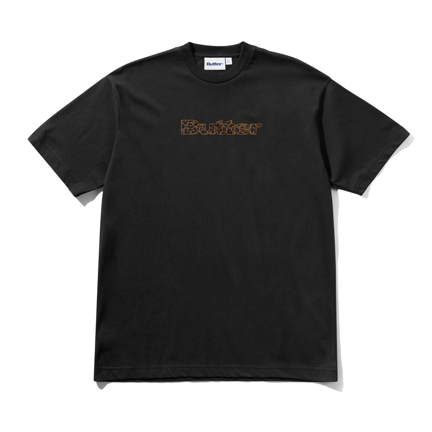 Leopard Print Logo Tee, Black