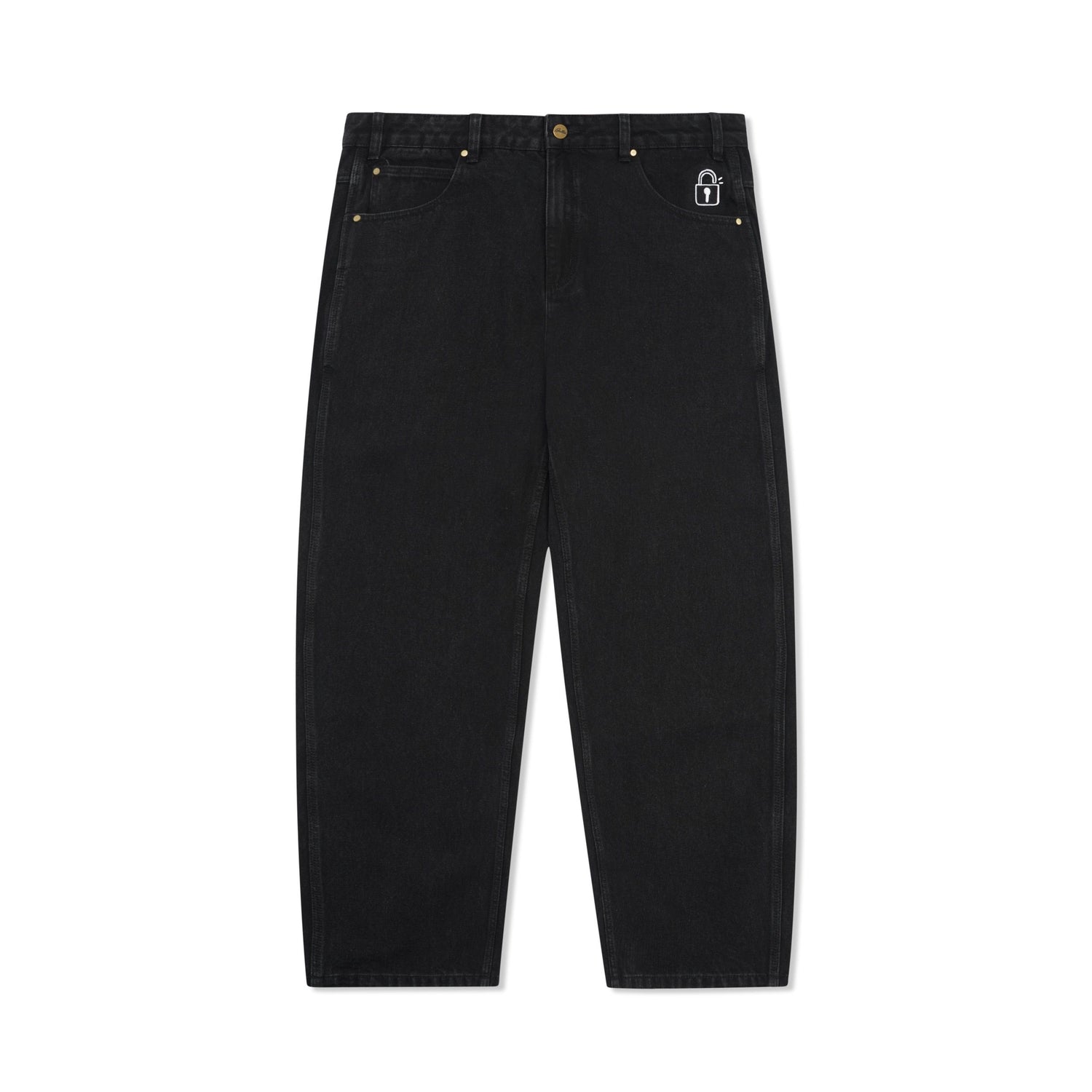 Lock Baggy Denim Jeans, Flat Black