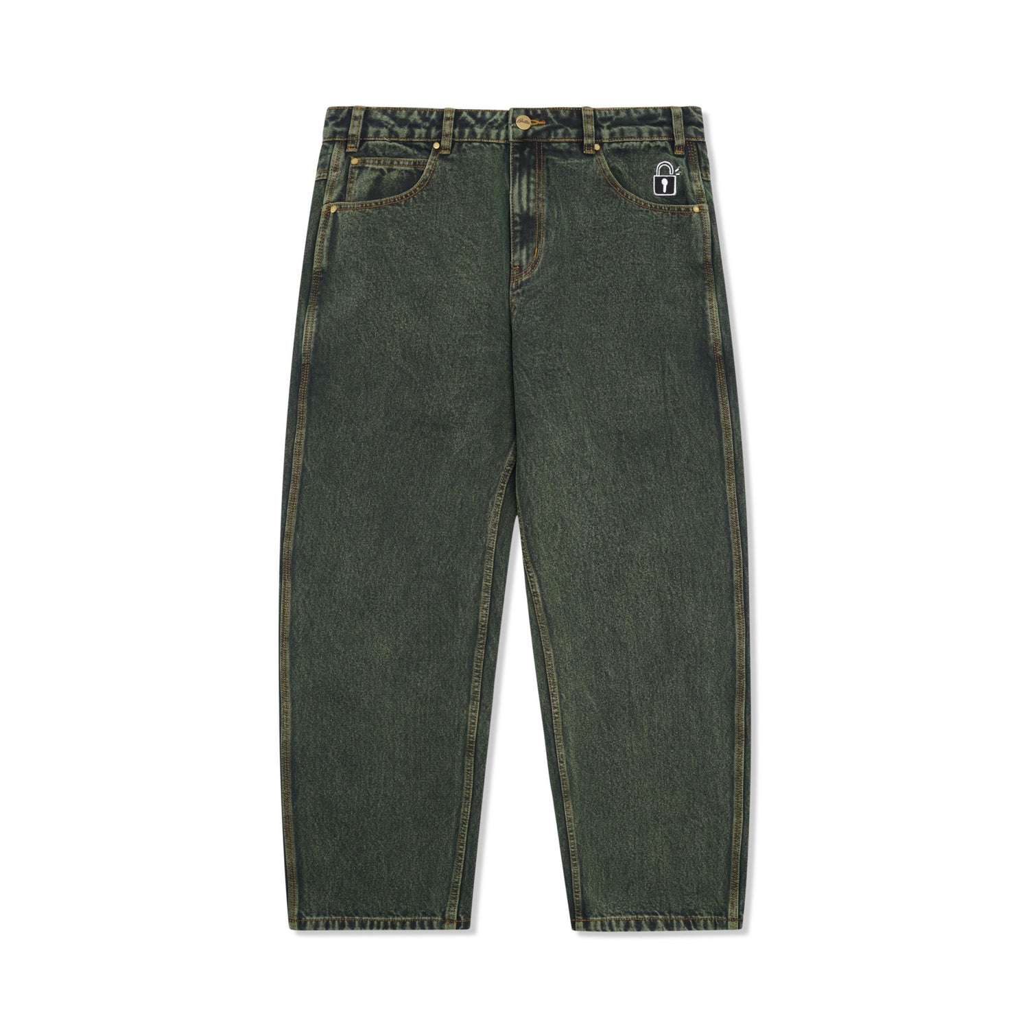 Lock Baggy Denim Jeans, Washed Ivy