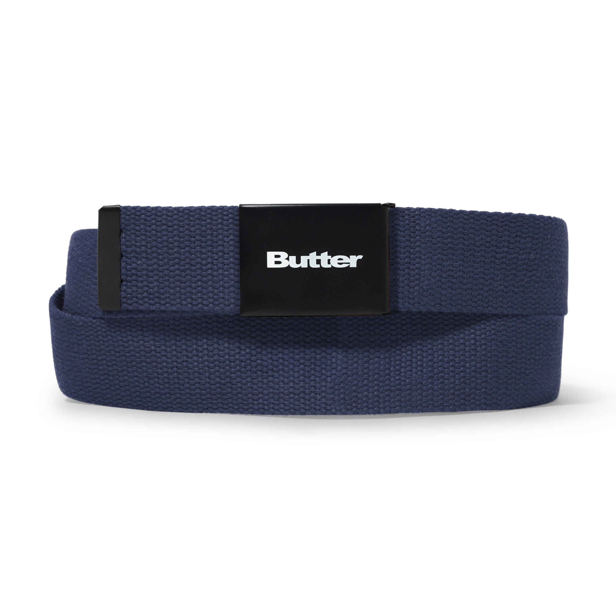 【BUTTER GOODS】 Logo Woven Belt, Black Logo Woven Belt, Navy – Butter Goods EU