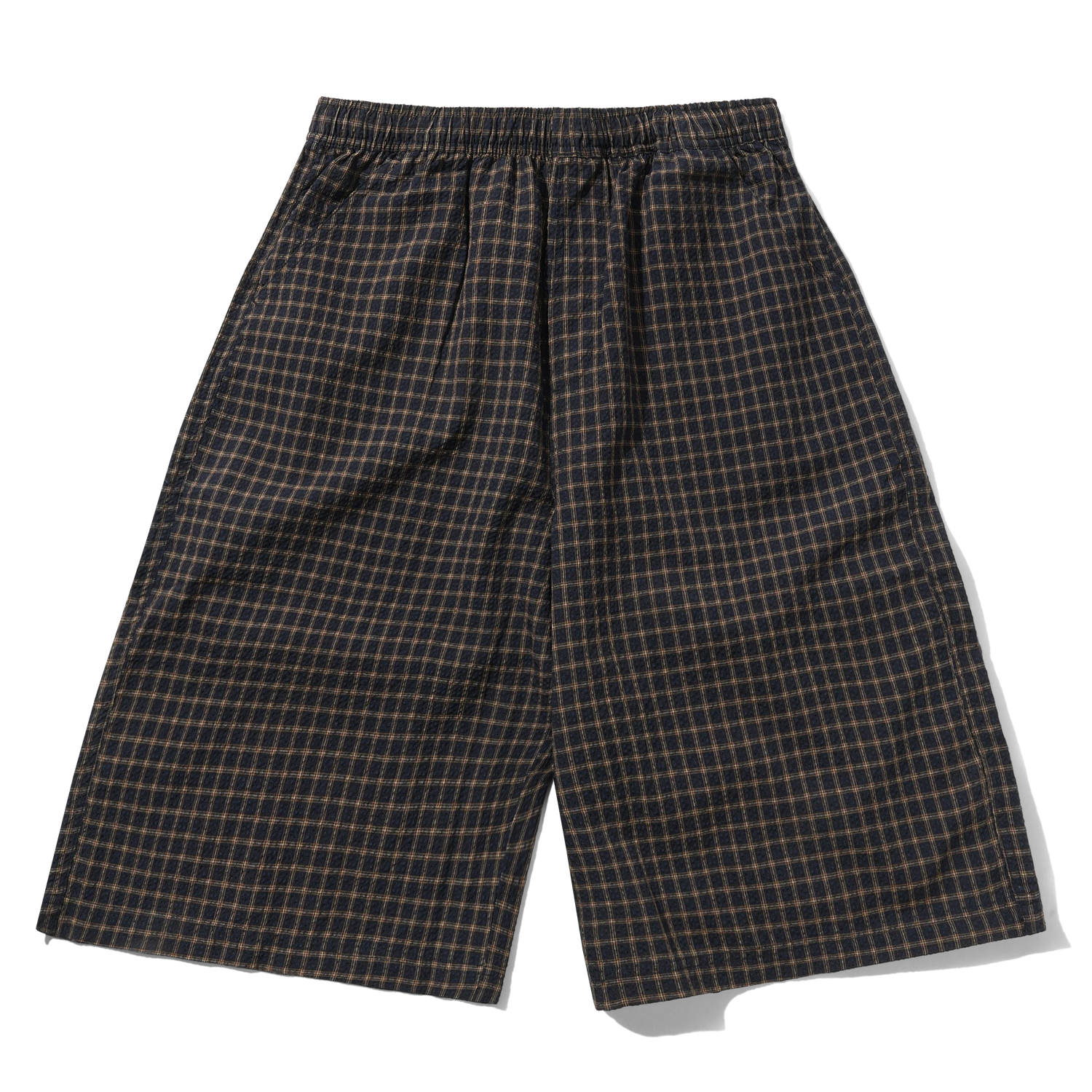 Loose Shorts, Brown Seersucker Plaid