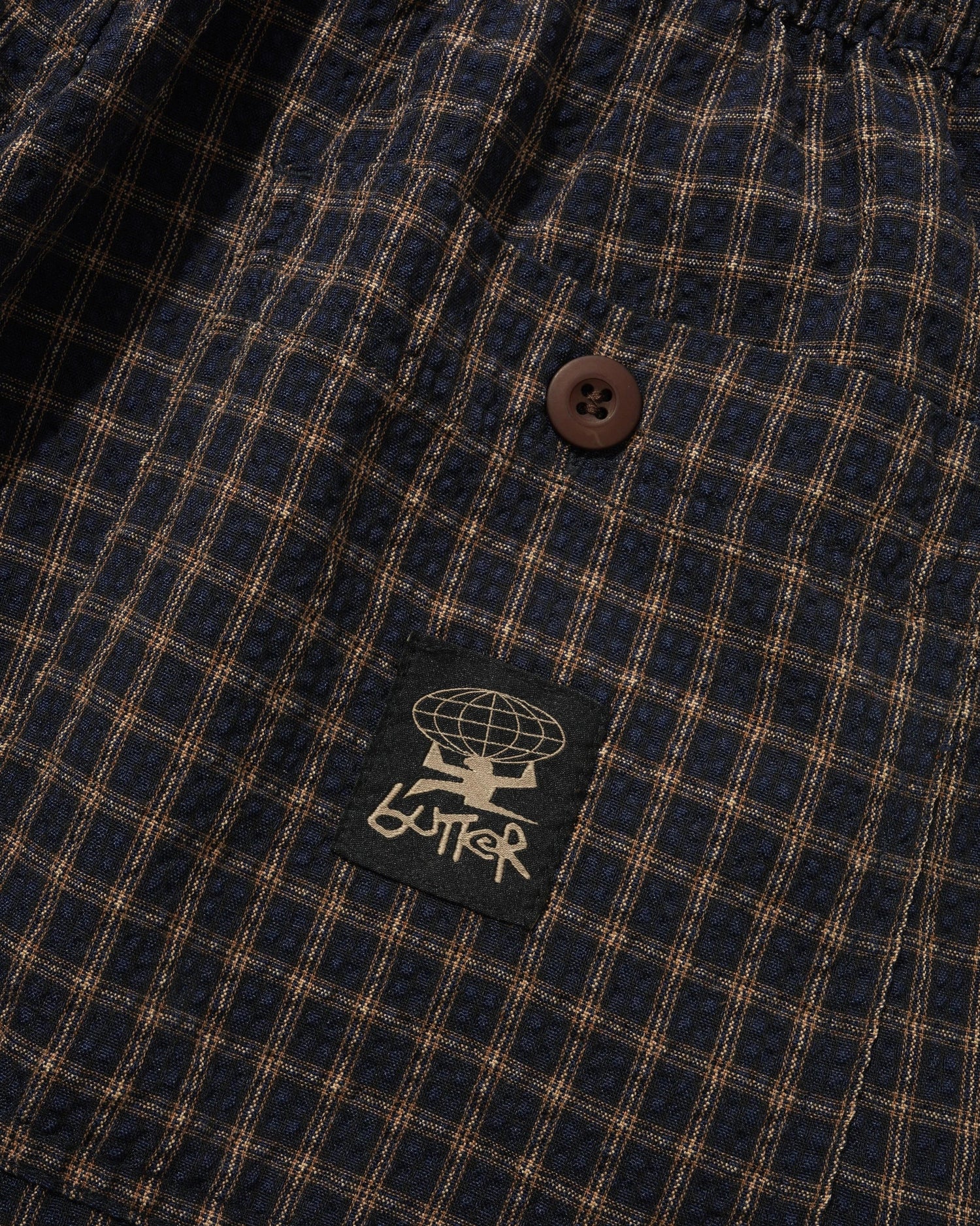 Loose Shorts, Brown Seersucker Plaid