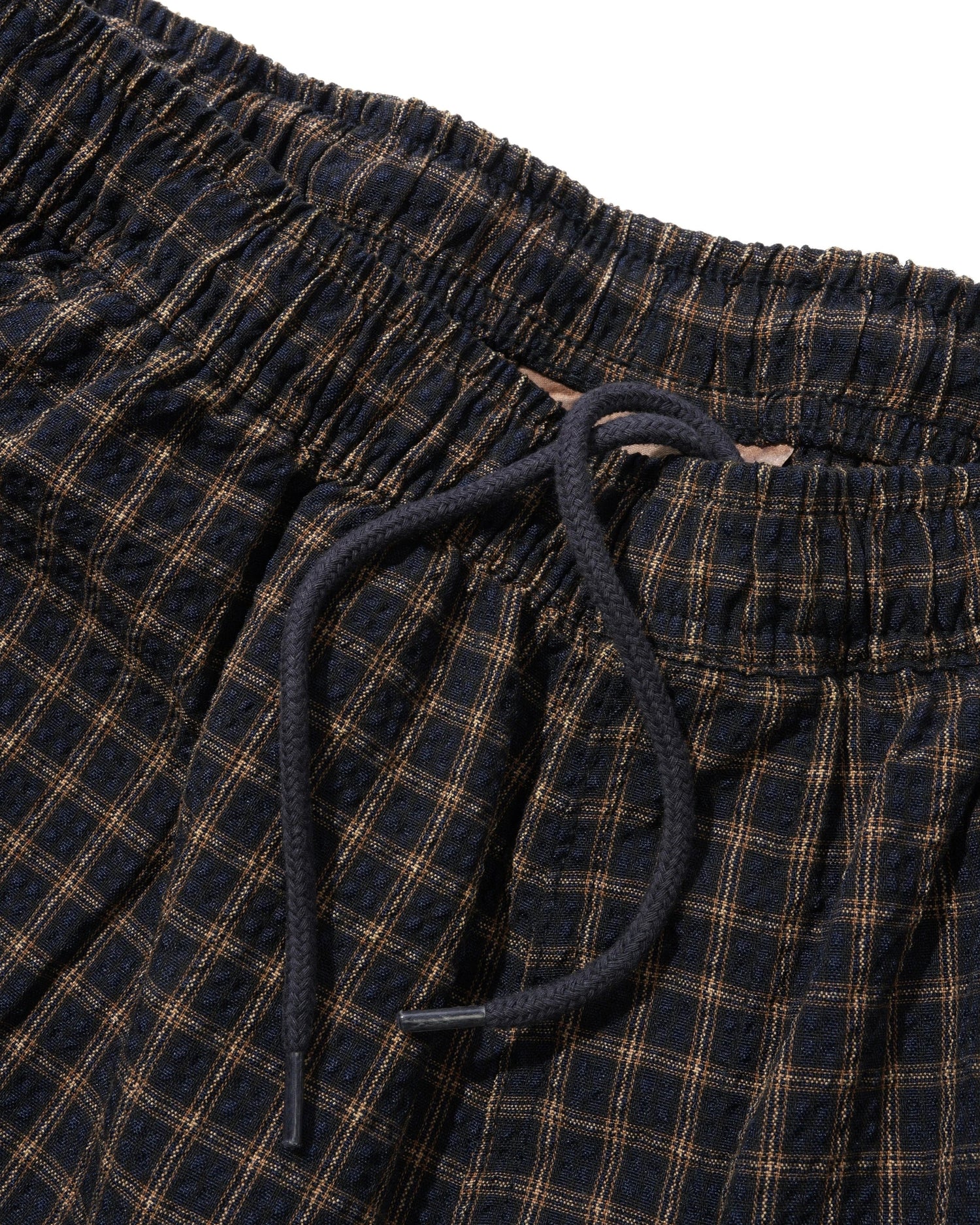 Loose Shorts, Brown Seersucker Plaid