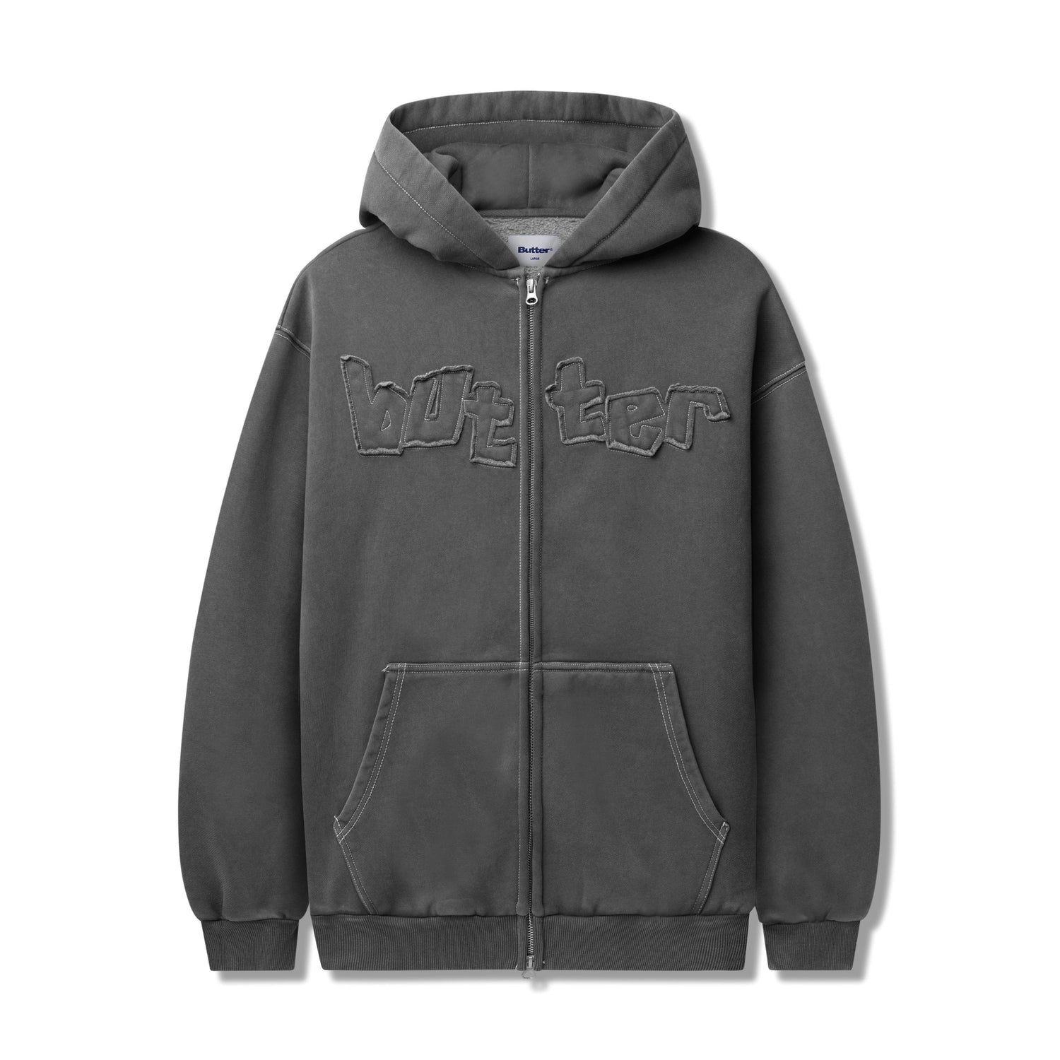 Mineral Wash Zip-Thru Hood, Charcoal