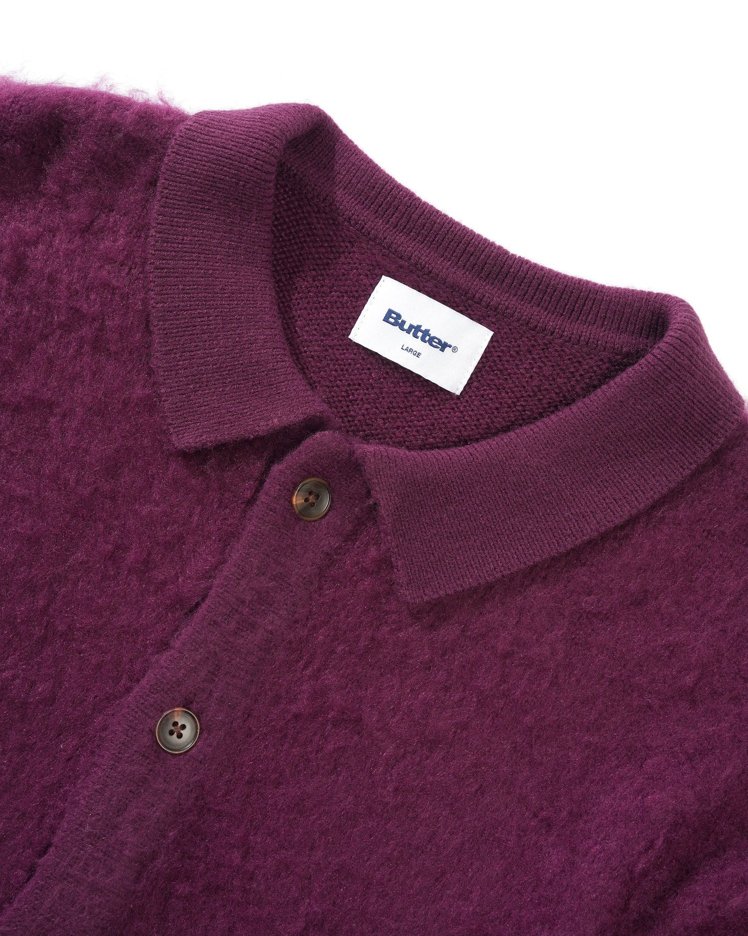 Mohair Button Up Knitted Shirt, Port